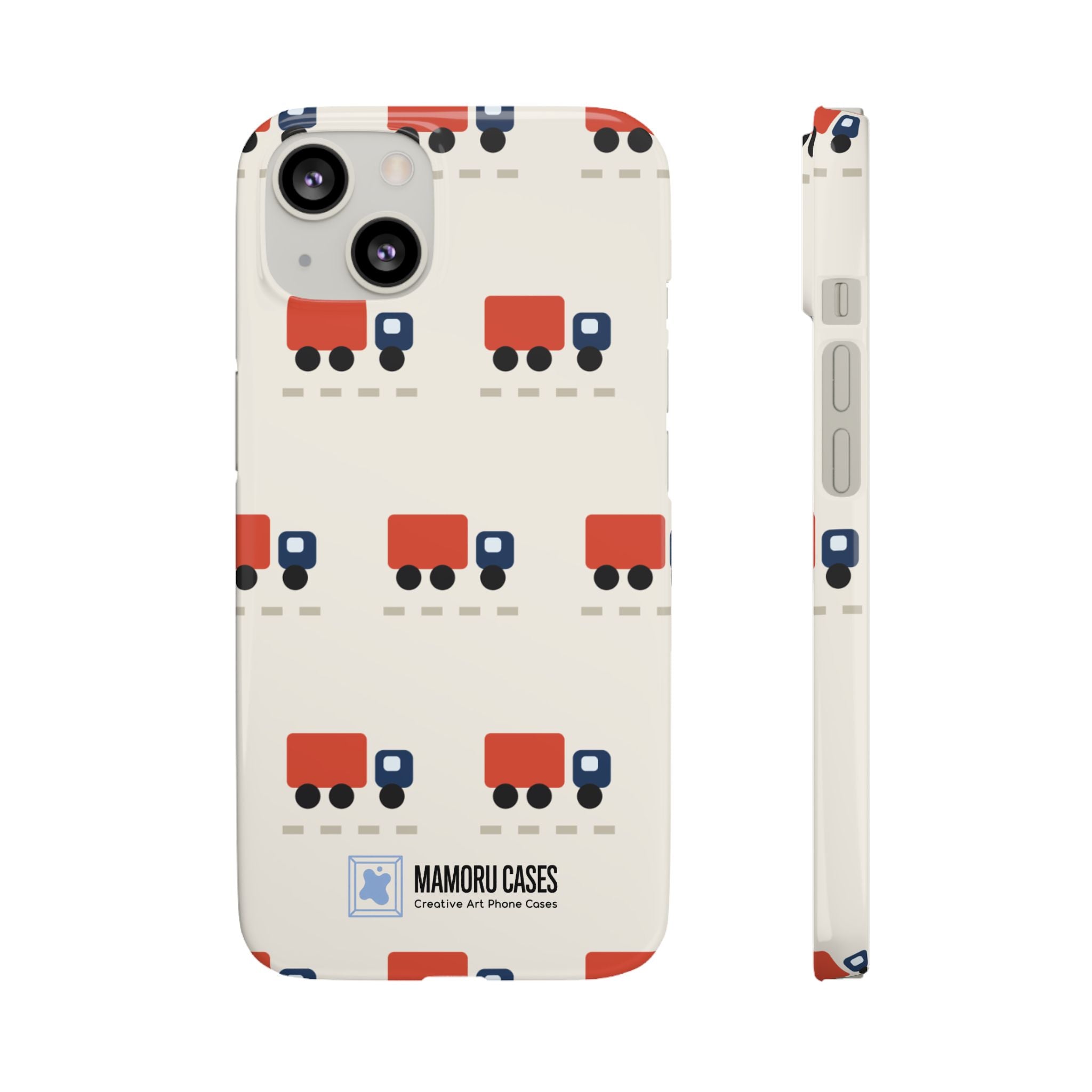 Truck Pattern Phone Case — Cute Red & Blue Delivery Truck iPhone Cover