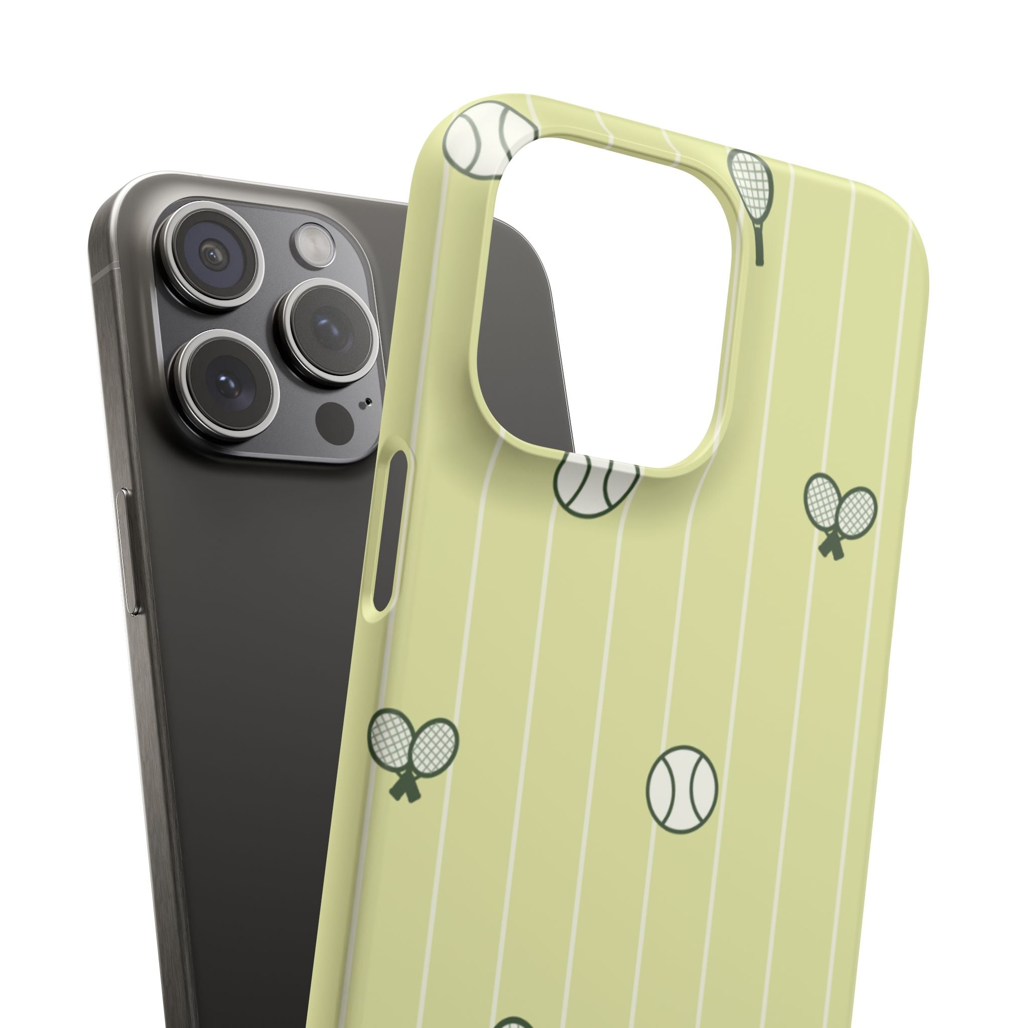 Tennis Pattern Phone Case — Yellow Racket & Ball Snap Case