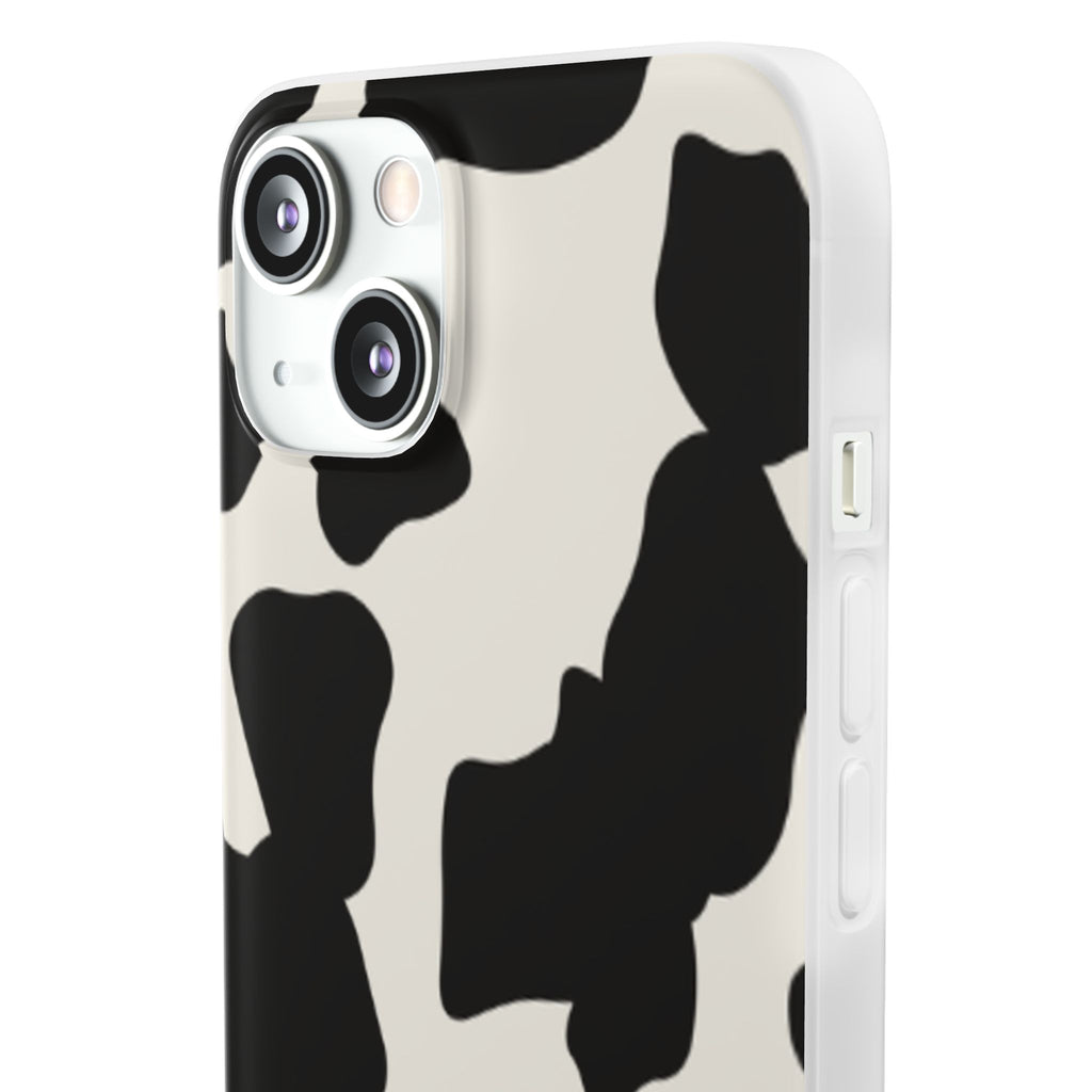 Cow Print Phone Case — Black & White Cowhide Pattern Flexible Protective Cover