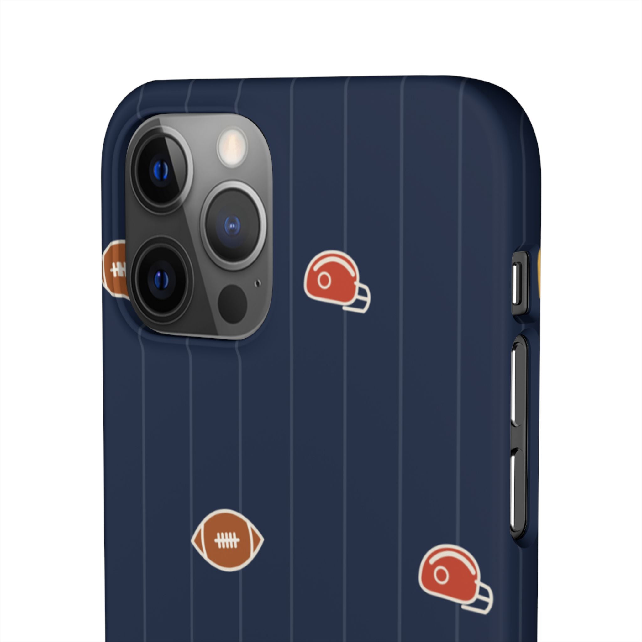 Football Pattern Phone Case – Navy Helmet & Pigskin Design
