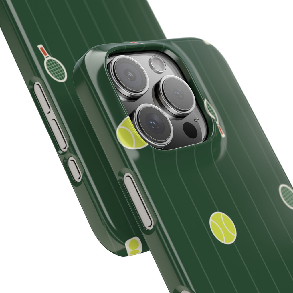 Tennis Pattern Phone Case — Green Court Design with Rackets & Balls