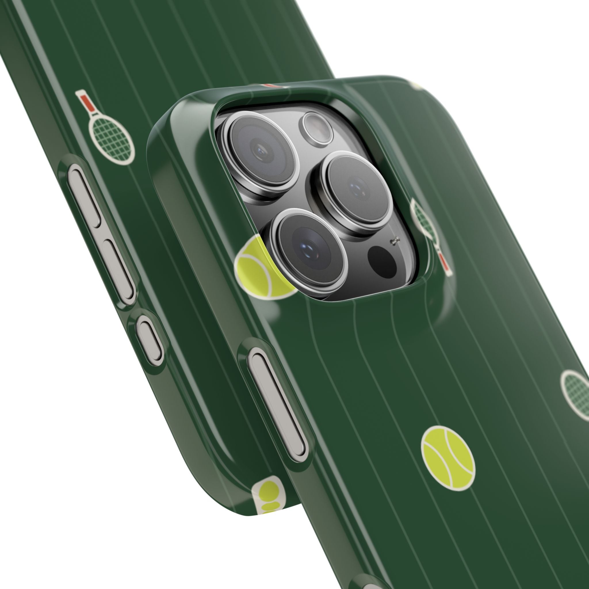 Tennis Pattern Phone Case — Green Court Design with Rackets & Balls