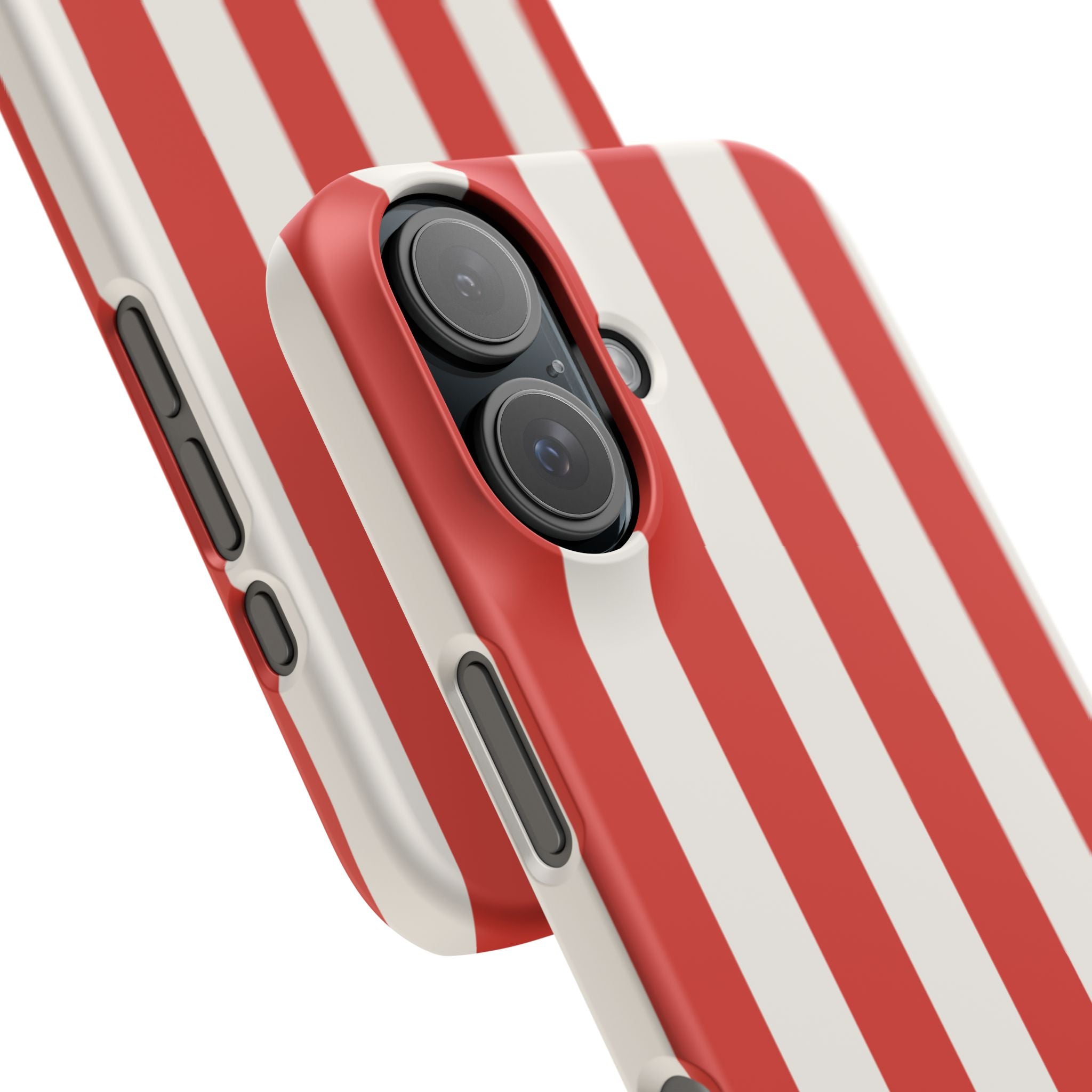 Striped Red & White Snap Phone Case – Classic Candy-Stripe Protection
