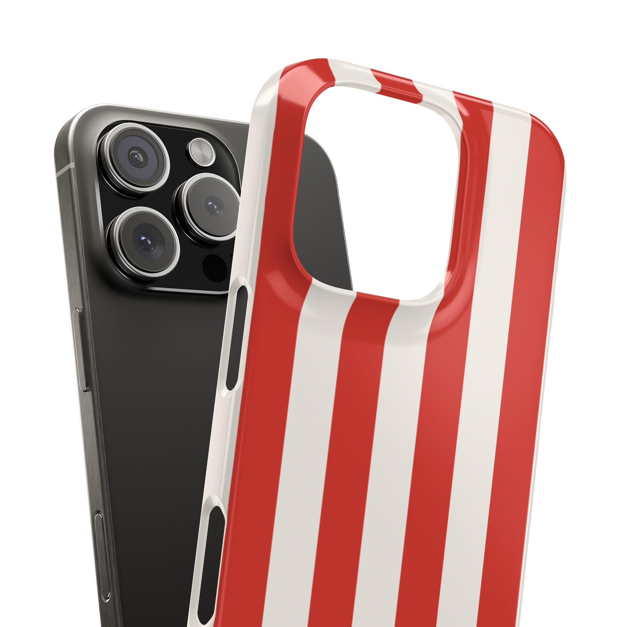 Red & White Striped Phone Case — Bold Nautical-Inspired Snap Cover