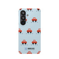 Phone Case - Cute Red Car Pattern on Light Blue (Kids & Travel)