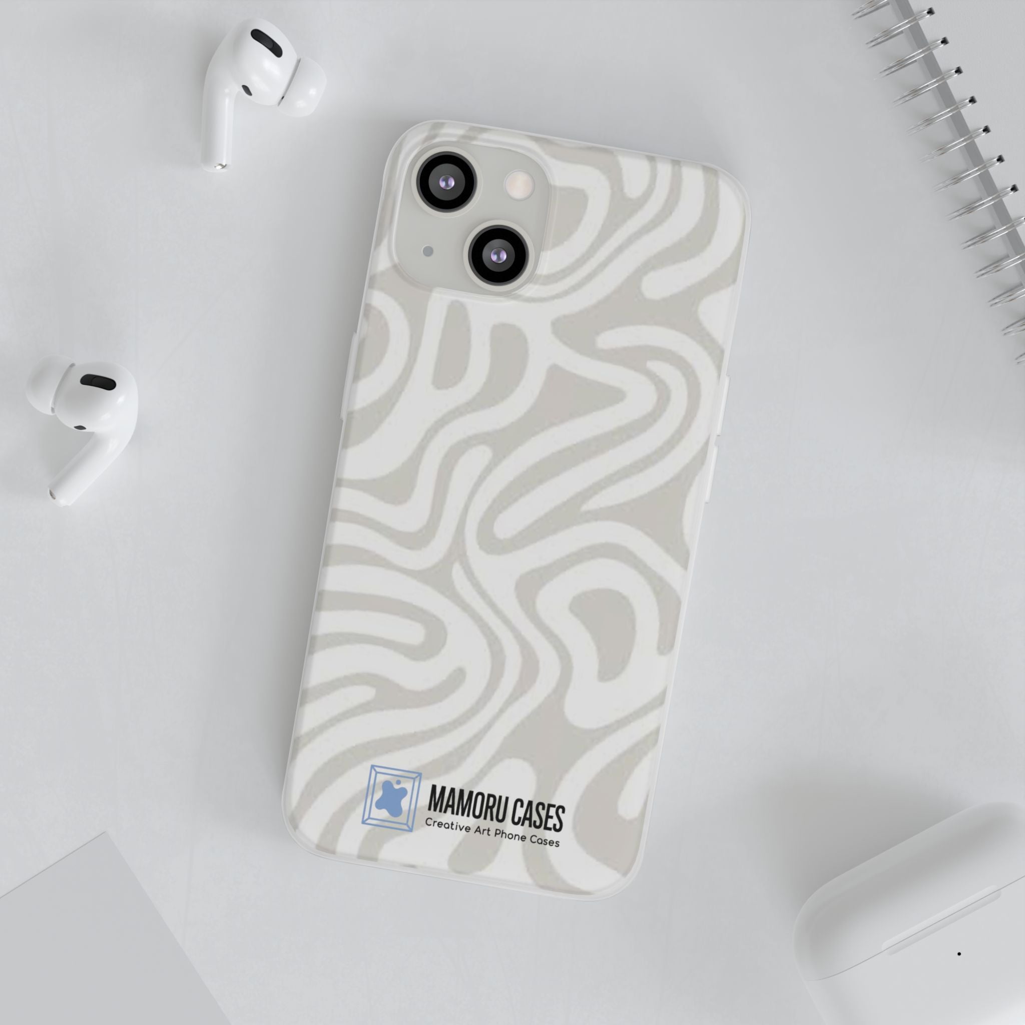 Abstract Neutral Swirl Phone Case — Flexible Protective Cover