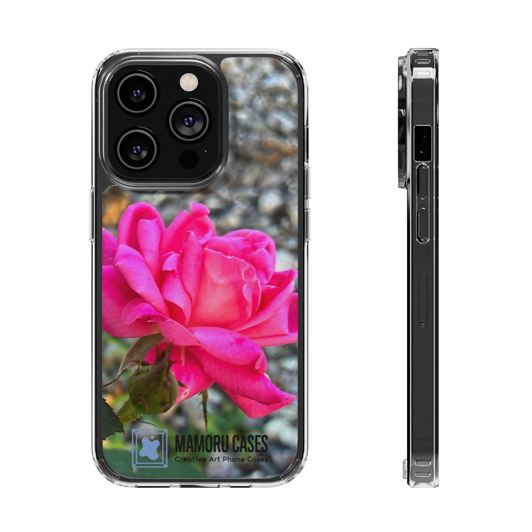 Clear Magnetic Phone Case — Pink Rose Photo Impact-Resistant