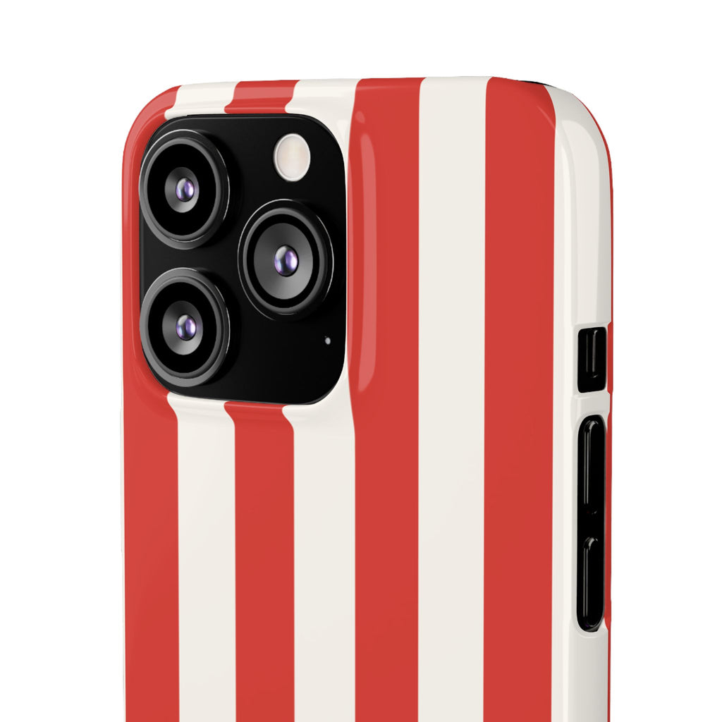 Red & White Striped Phone Case — Bold Nautical-Inspired Snap Cover
