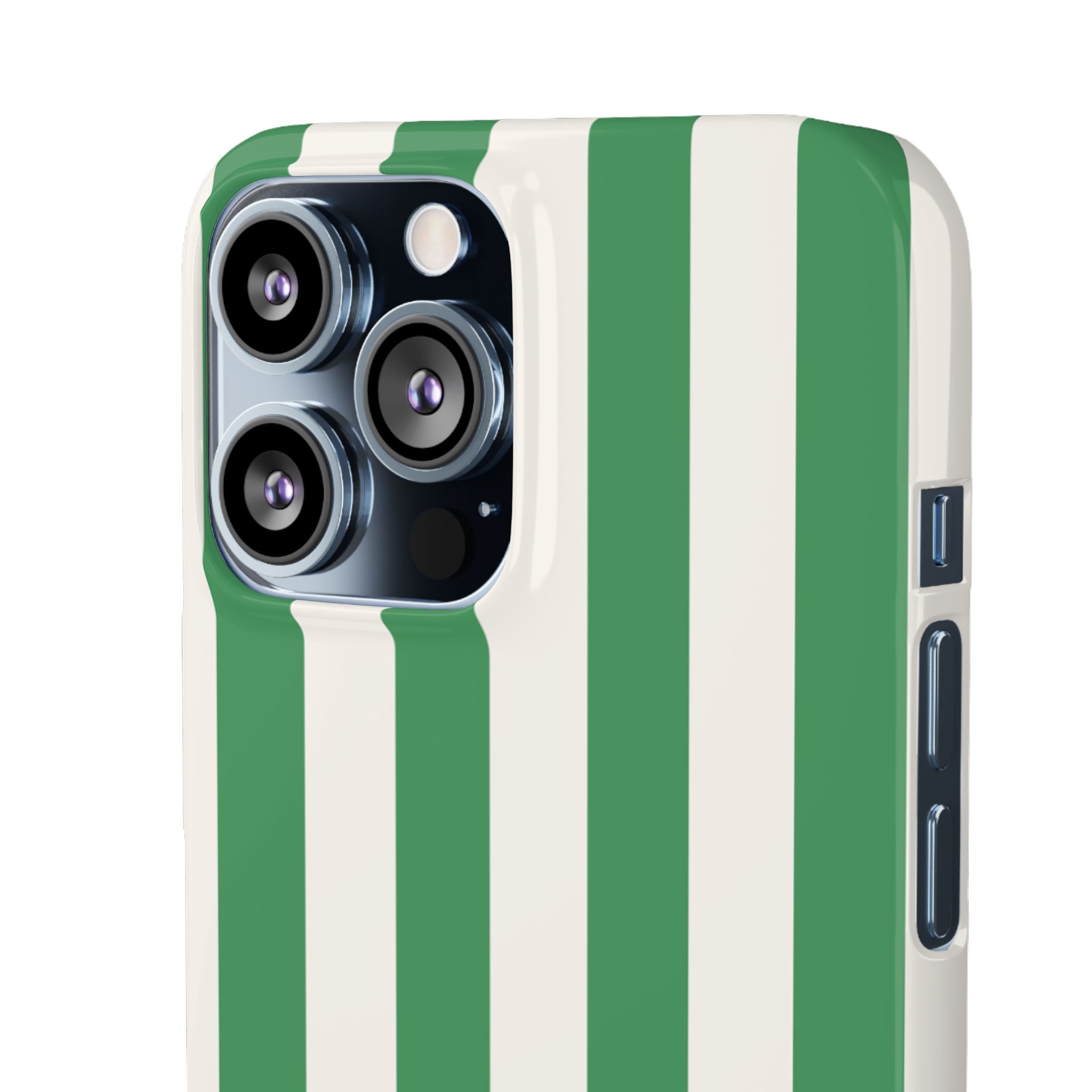 Green & White Stripe Phone Case — Snap-On Protective Cover