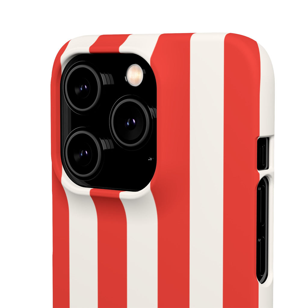 Red & White Striped Phone Case — Bold Nautical-Inspired Snap Cover