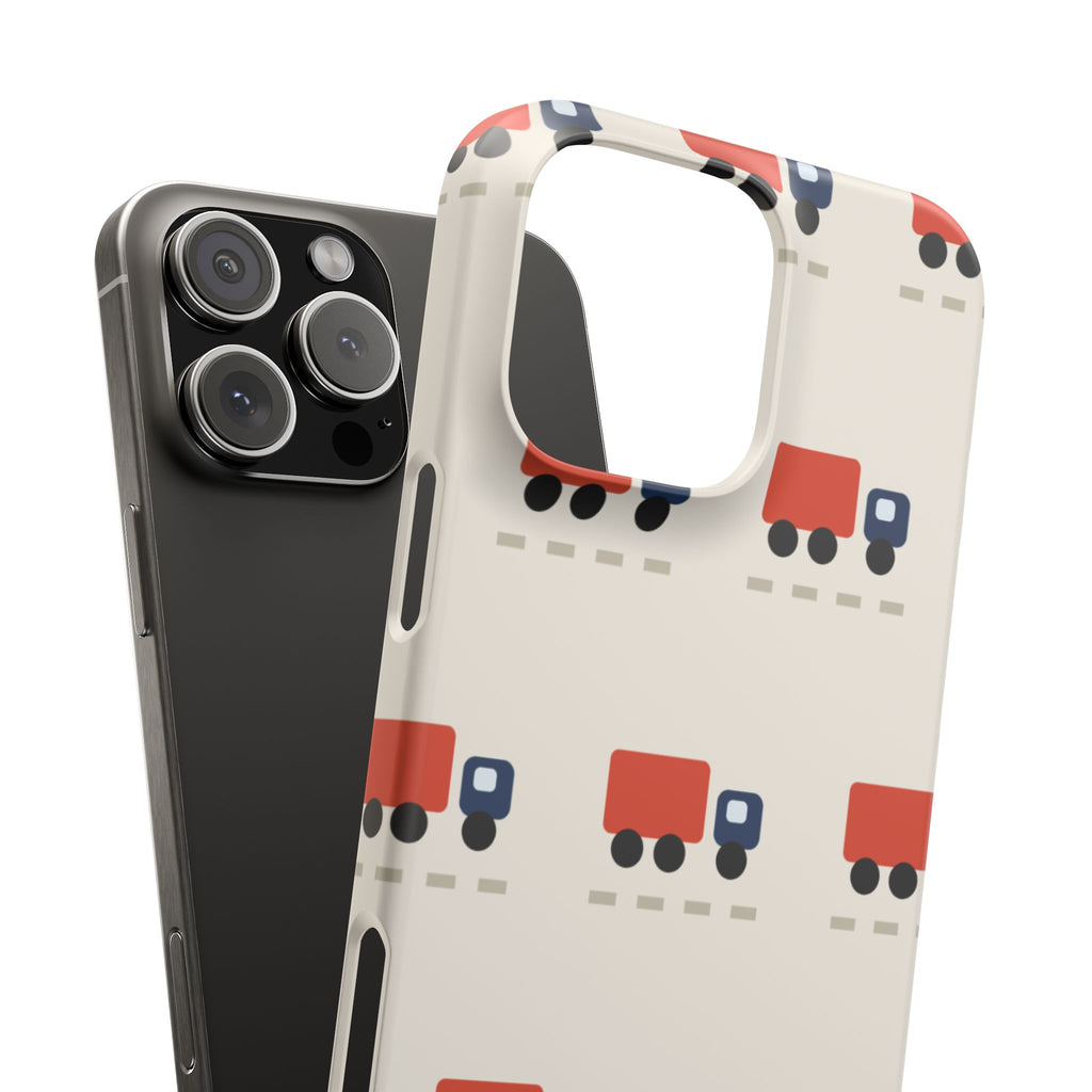Truck Pattern Phone Case — Cute Red & Blue Delivery Truck iPhone Cover