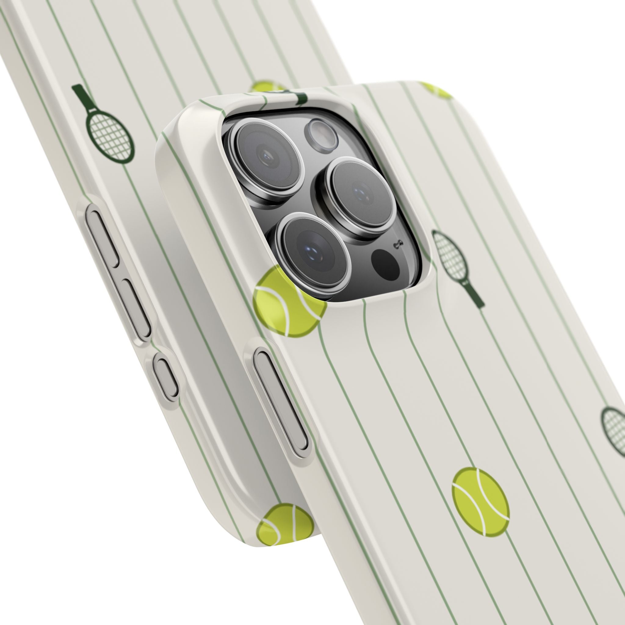 Tennis Pattern Phone Case — Rackets & Tennis Balls Protective Snap Case