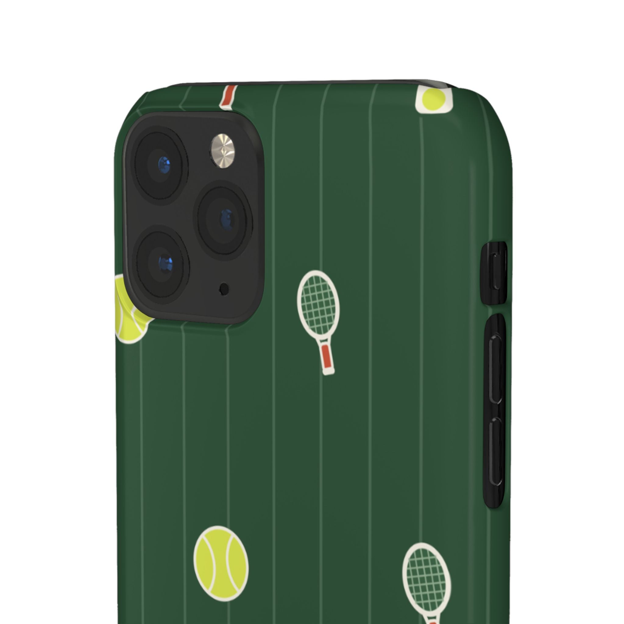 Tennis Pattern Phone Case — Green Court Design with Rackets & Balls