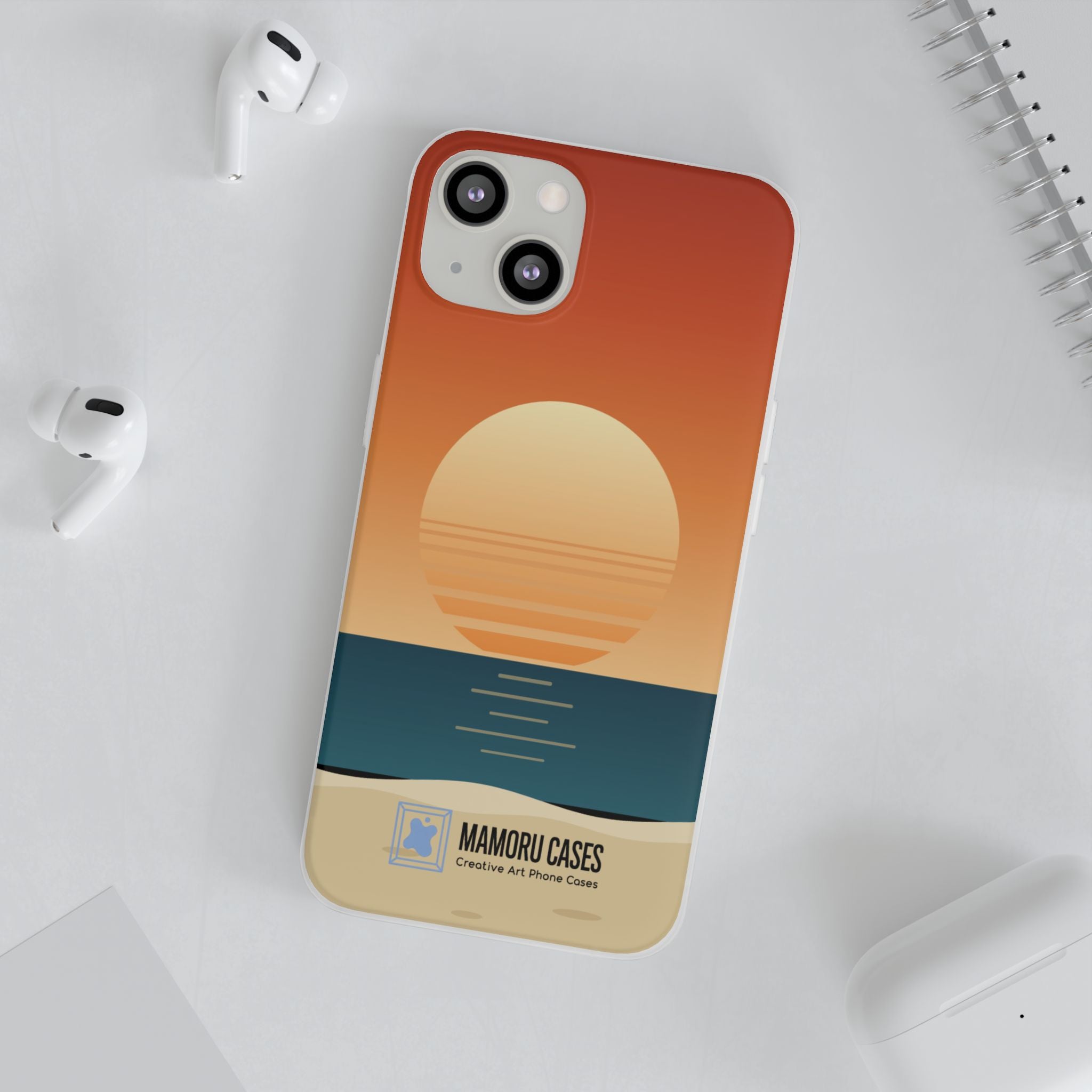 Sunset Horizon Phone Case — Minimal Beach Sunset Graphic for iPhone & Samsung
