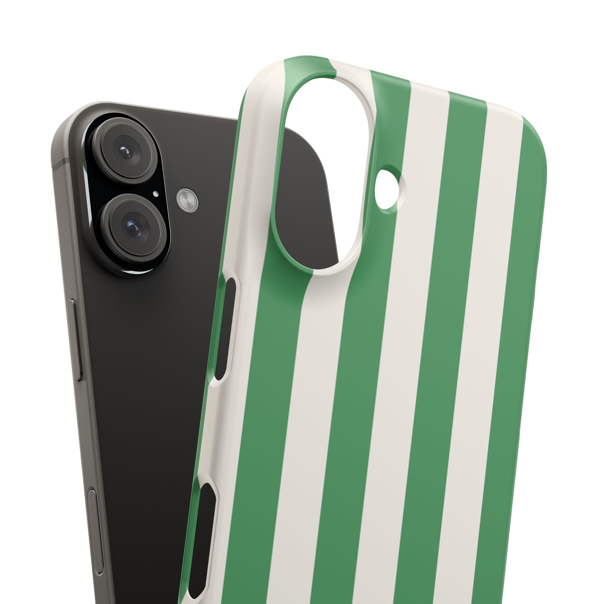 Green & White Stripe Phone Case — Snap-On Protective Cover