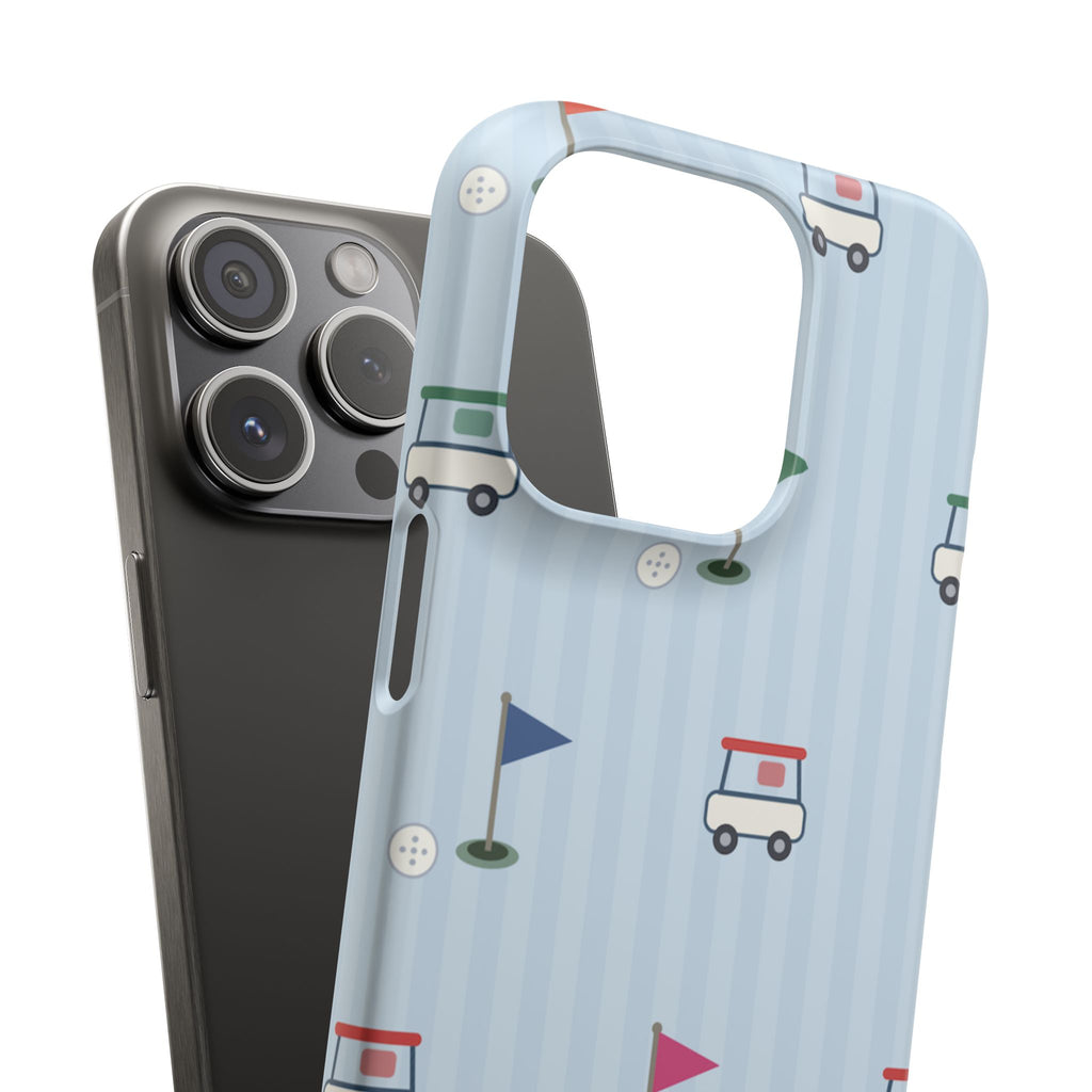 Golf Cart Pattern Phone Case – Cute Blue Golf Course Snap Case