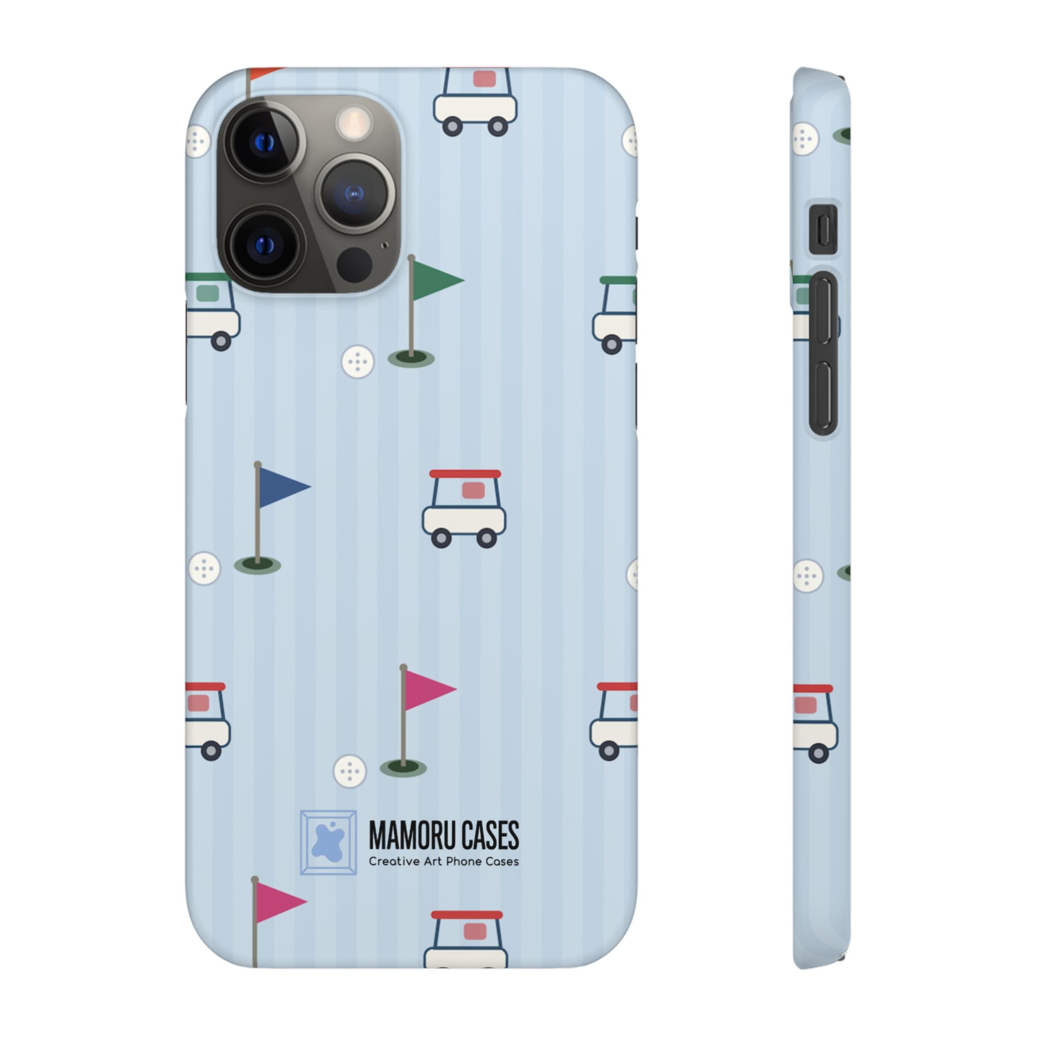 Golf Cart Pattern Phone Case – Cute Blue Golf Course Snap Case