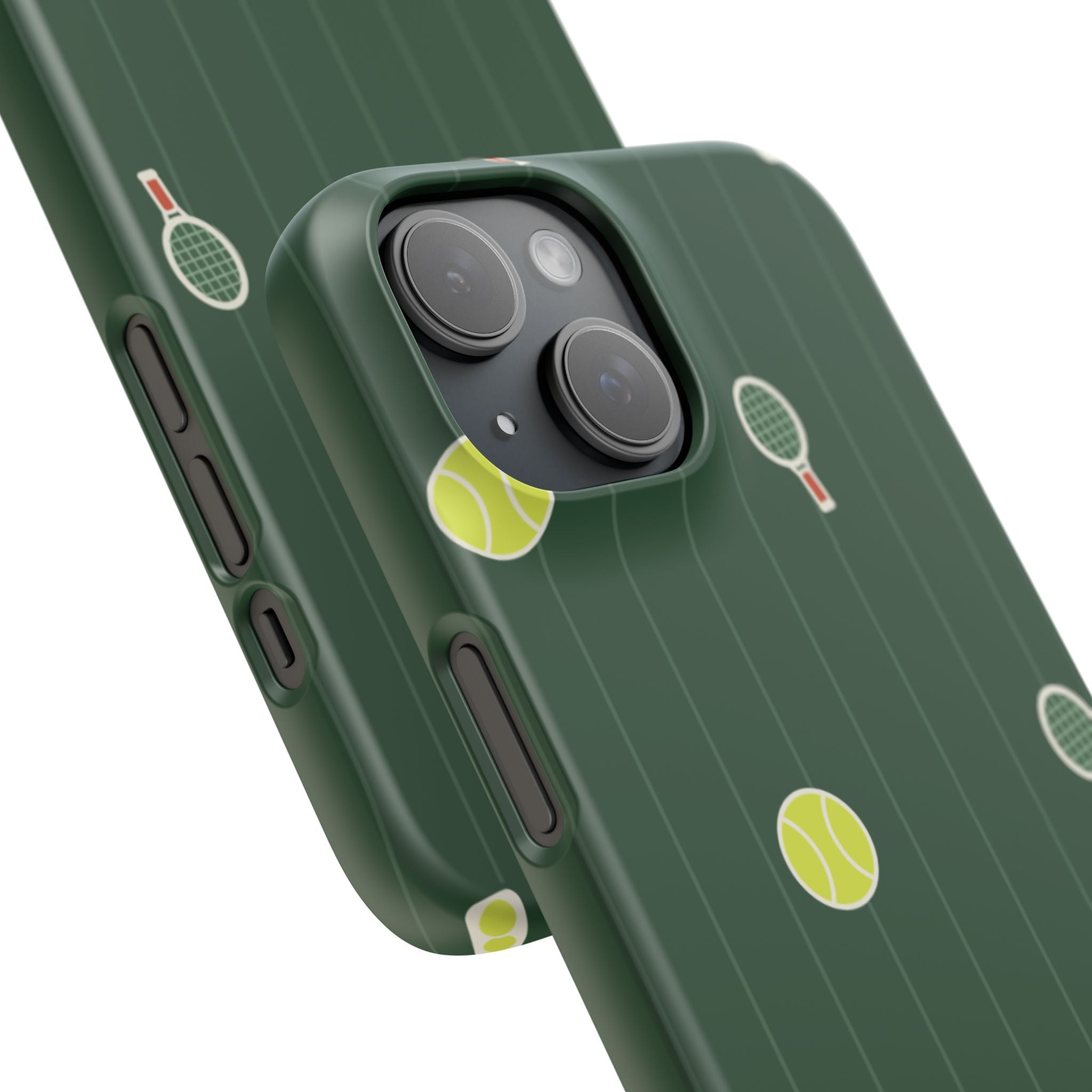 Tennis Pattern Phone Case — Green Court Design with Rackets & Balls