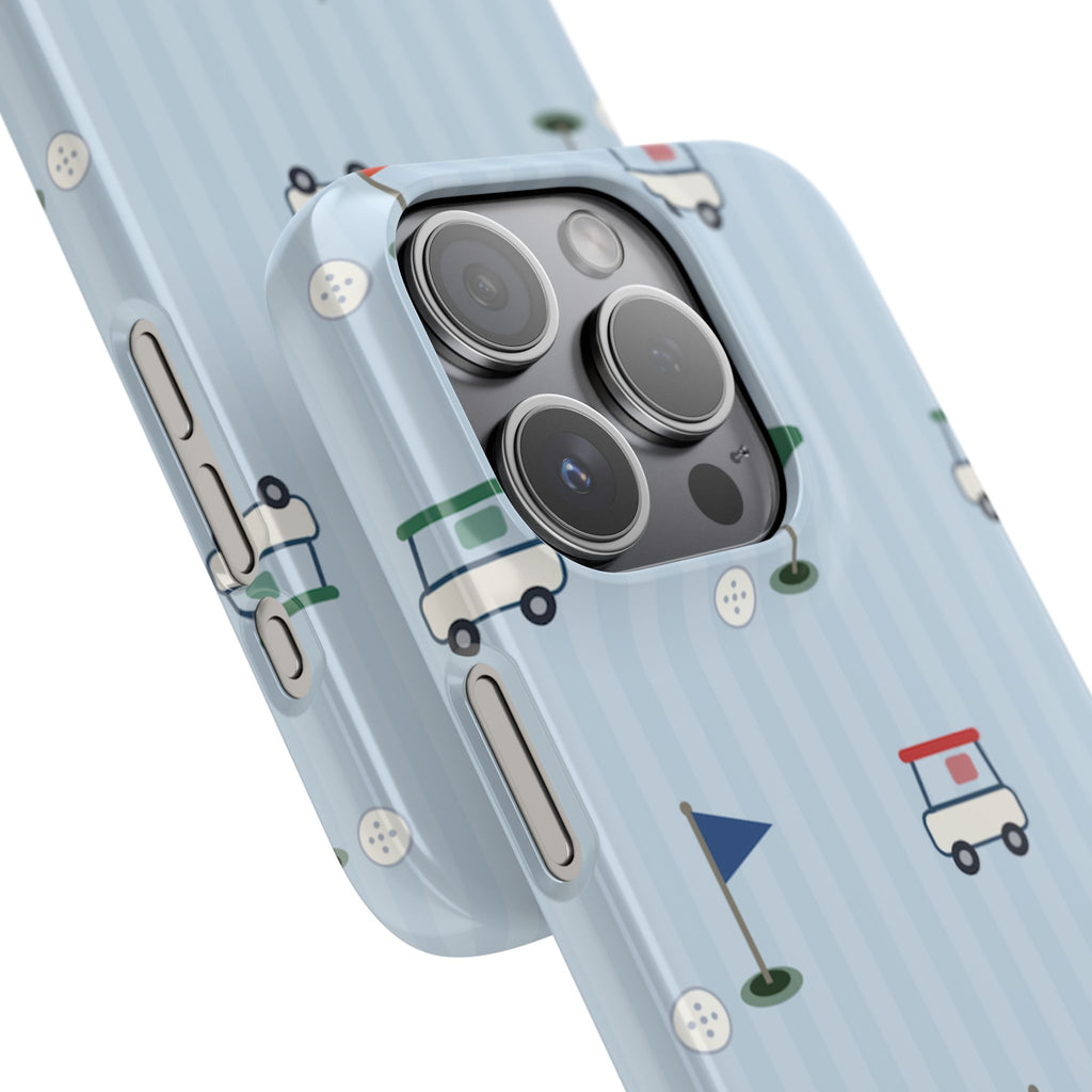 Golf Cart Pattern Phone Case – Cute Blue Golf Course Snap Case