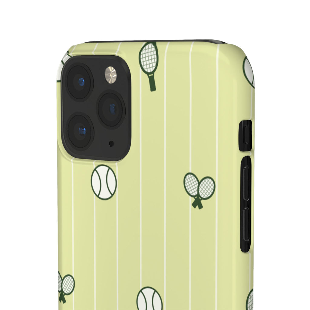 Tennis Pattern Phone Case — Yellow Racket & Ball Snap Case