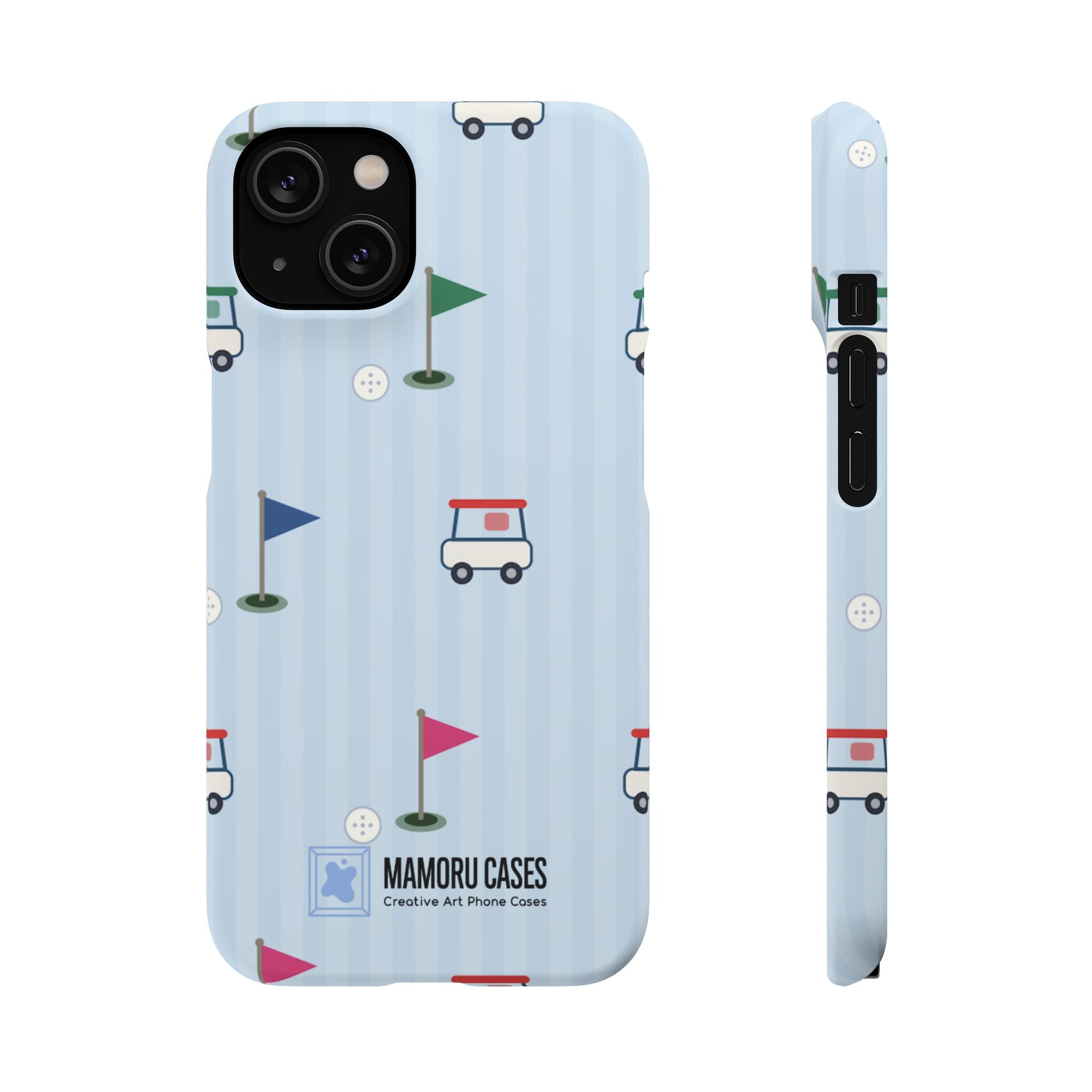 Golf Cart Pattern Phone Case – Cute Blue Golf Course Snap Case