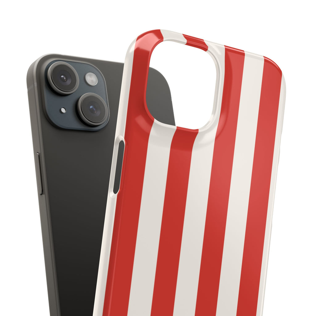 Striped Red & White Snap Phone Case – Classic Candy-Stripe Protection
