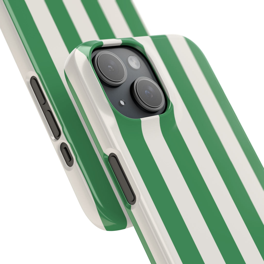 Green & White Stripe Phone Case — Snap-On Protective Cover