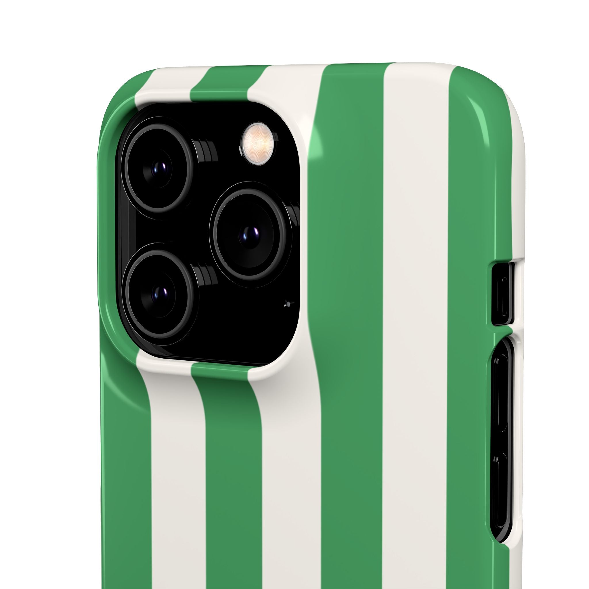 Green & White Stripe Phone Case — Snap-On Protective Cover