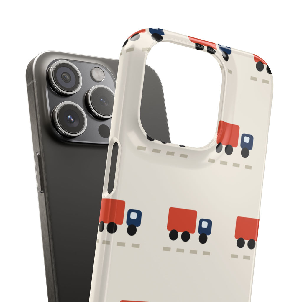 Truck Pattern Phone Case — Cute Red & Blue Delivery Truck iPhone Cover
