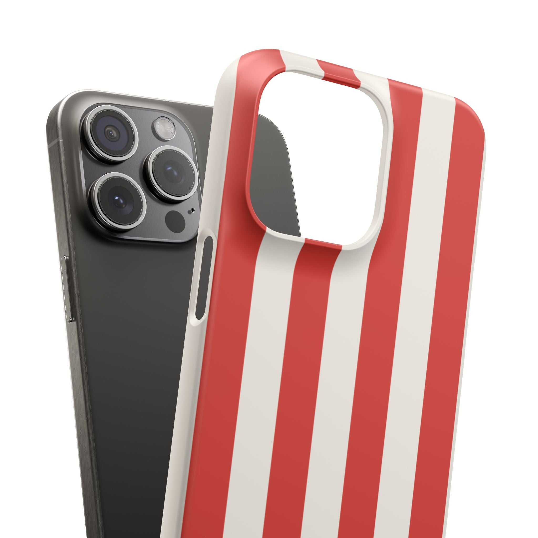 Red & White Striped Phone Case — Bold Nautical-Inspired Snap Cover