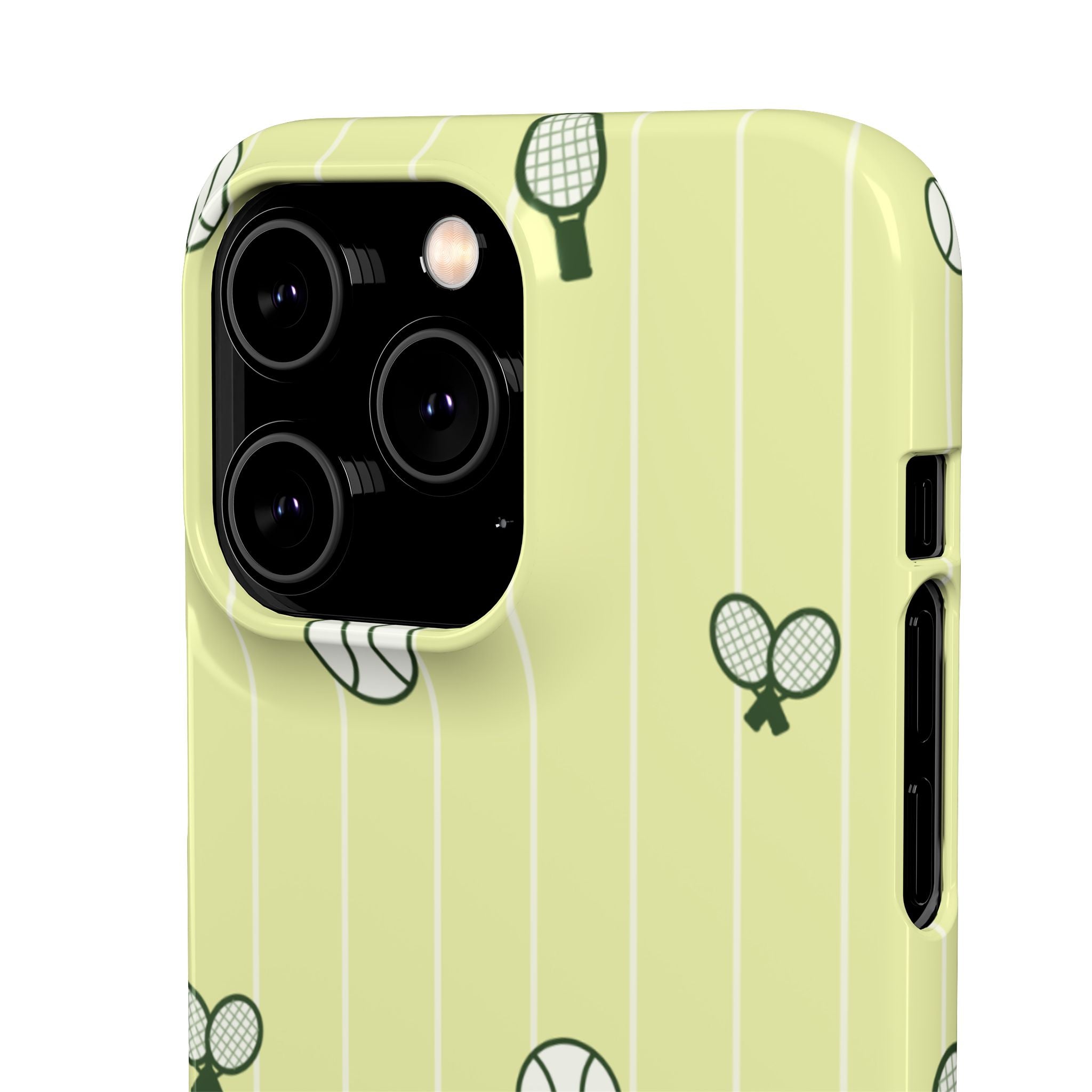 Tennis Pattern Phone Case — Yellow Racket & Ball Snap Case