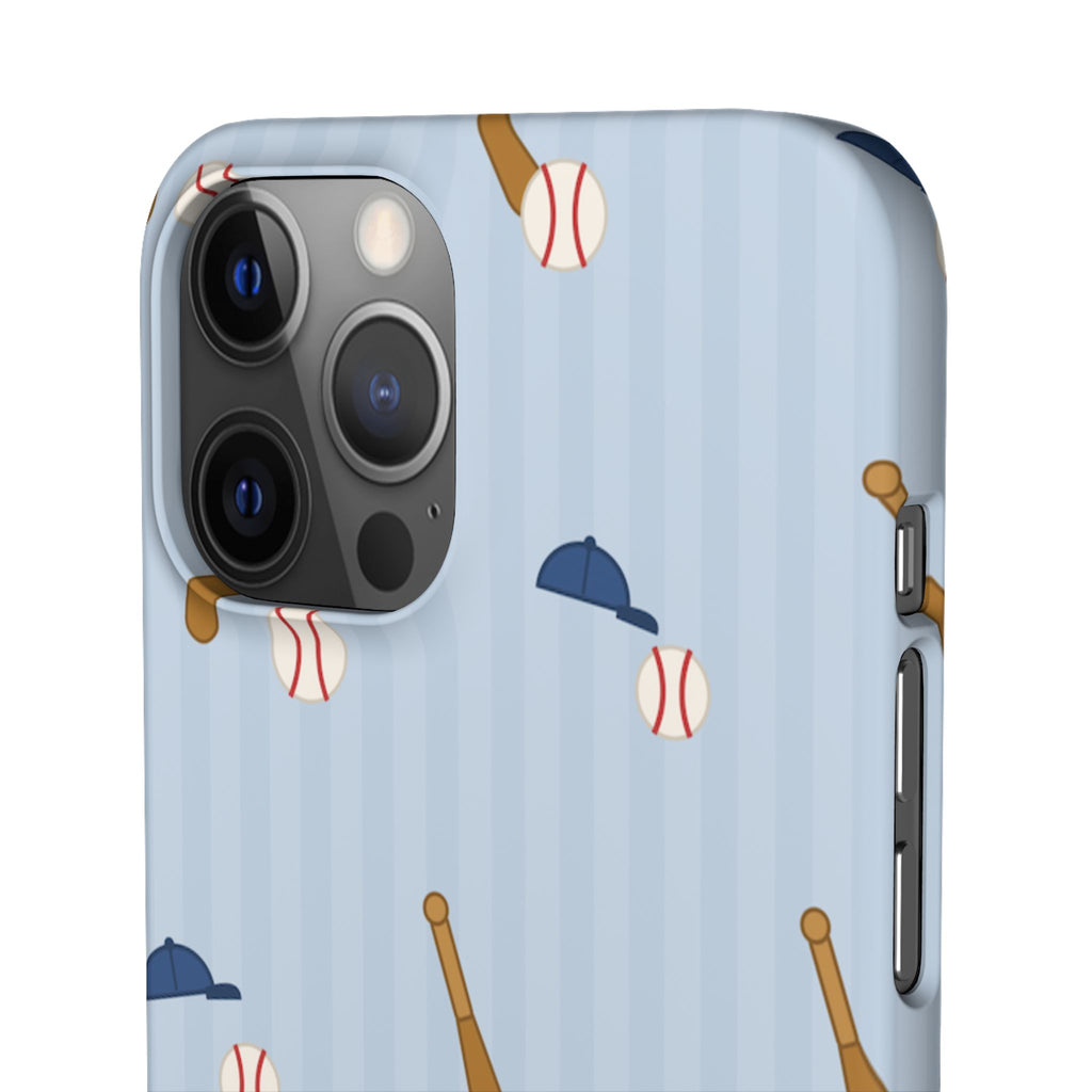 Baseball Pattern Phone Case — Blue Bat & Cap Snap Case