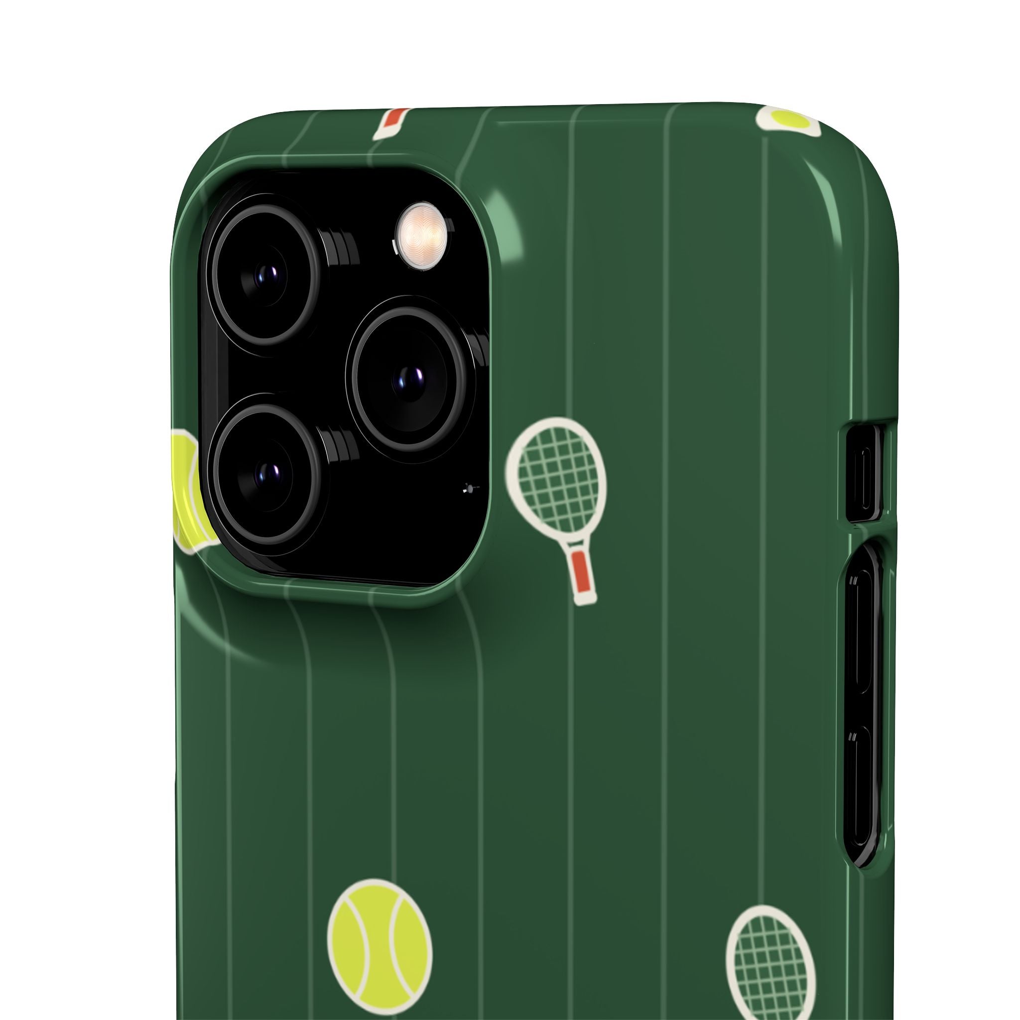 Tennis Pattern Phone Case — Green Court Design with Rackets & Balls