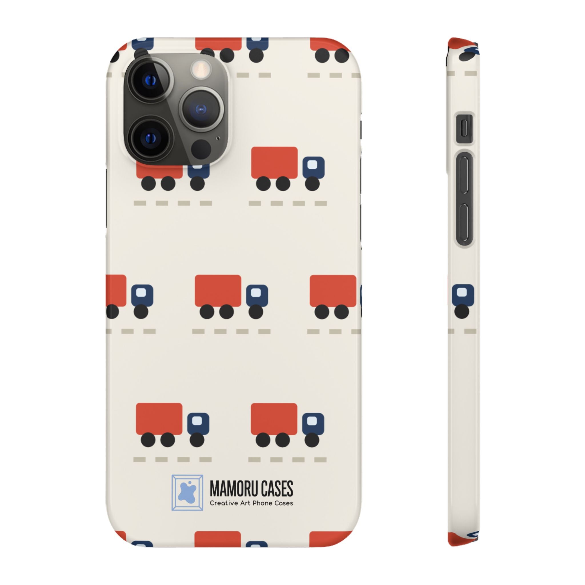 Truck Pattern Phone Case — Cute Red & Blue Delivery Truck iPhone Cover