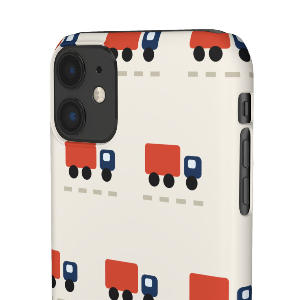 Truck Pattern Phone Case — Cute Red & Blue Delivery Truck iPhone Cover