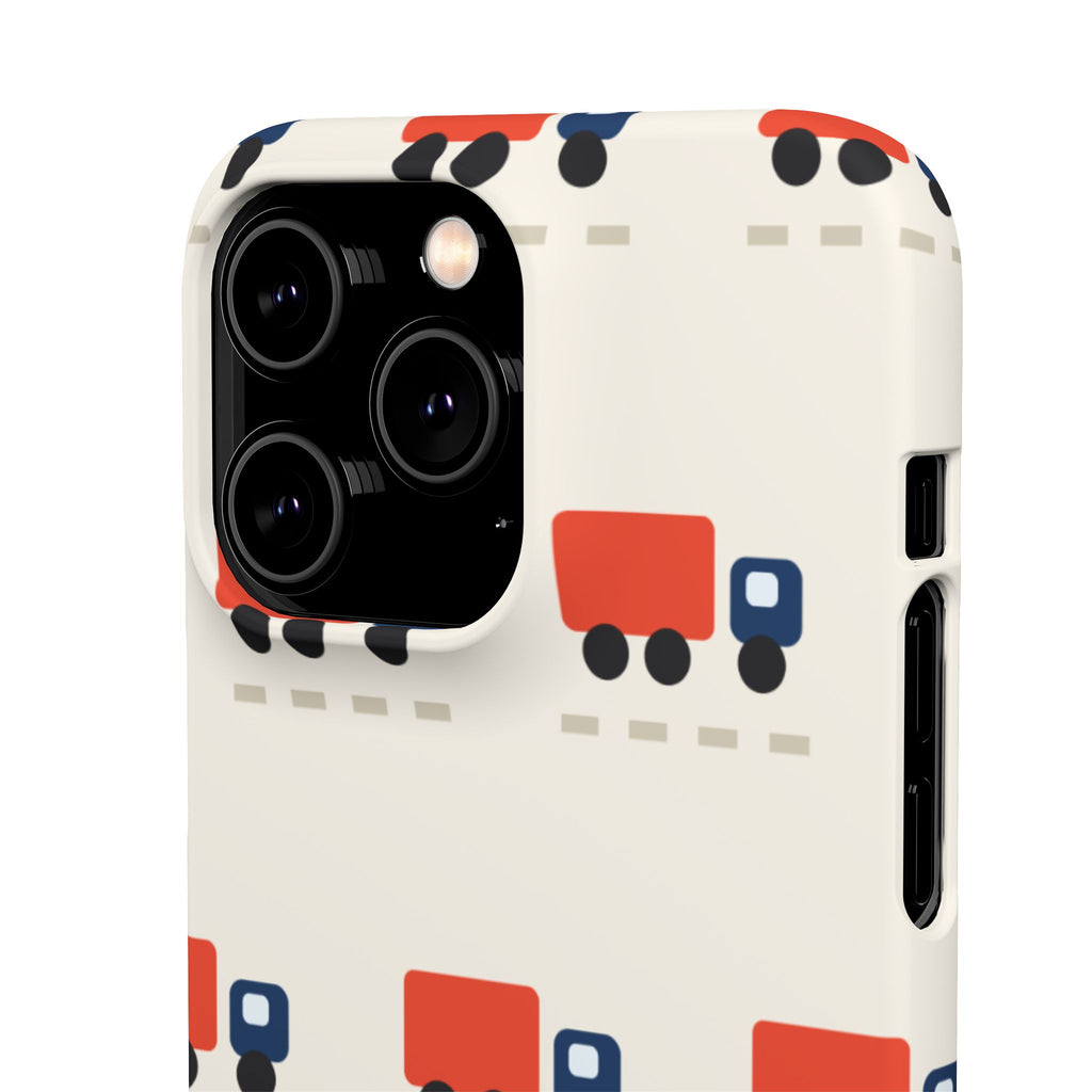 Truck Pattern Phone Case — Cute Red & Blue Delivery Truck iPhone Cover