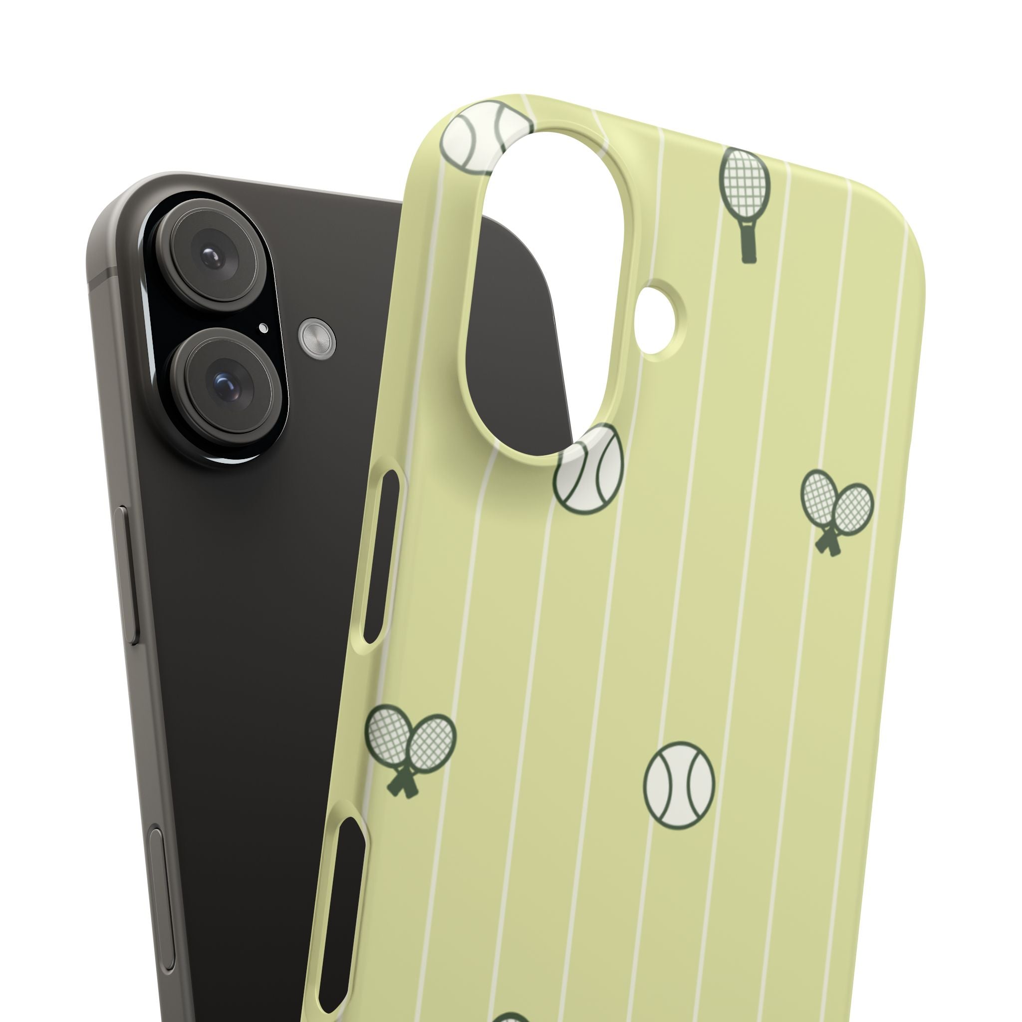 Tennis Pattern Phone Case — Yellow Racket & Ball Snap Case