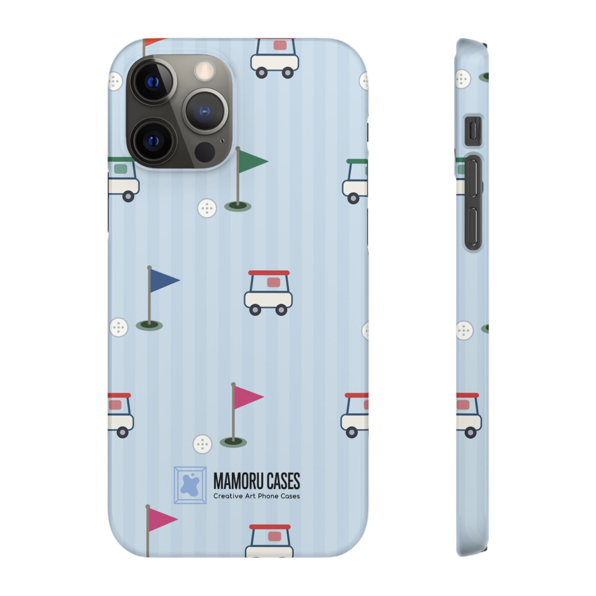 Golf Cart Pattern Phone Case – Cute Blue Golf Course Snap Case