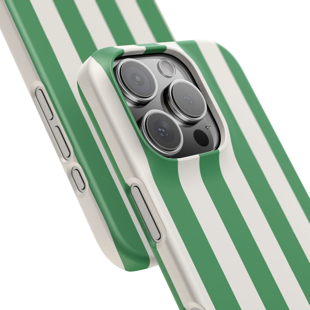 Green & White Stripe Phone Case — Snap-On Protective Cover