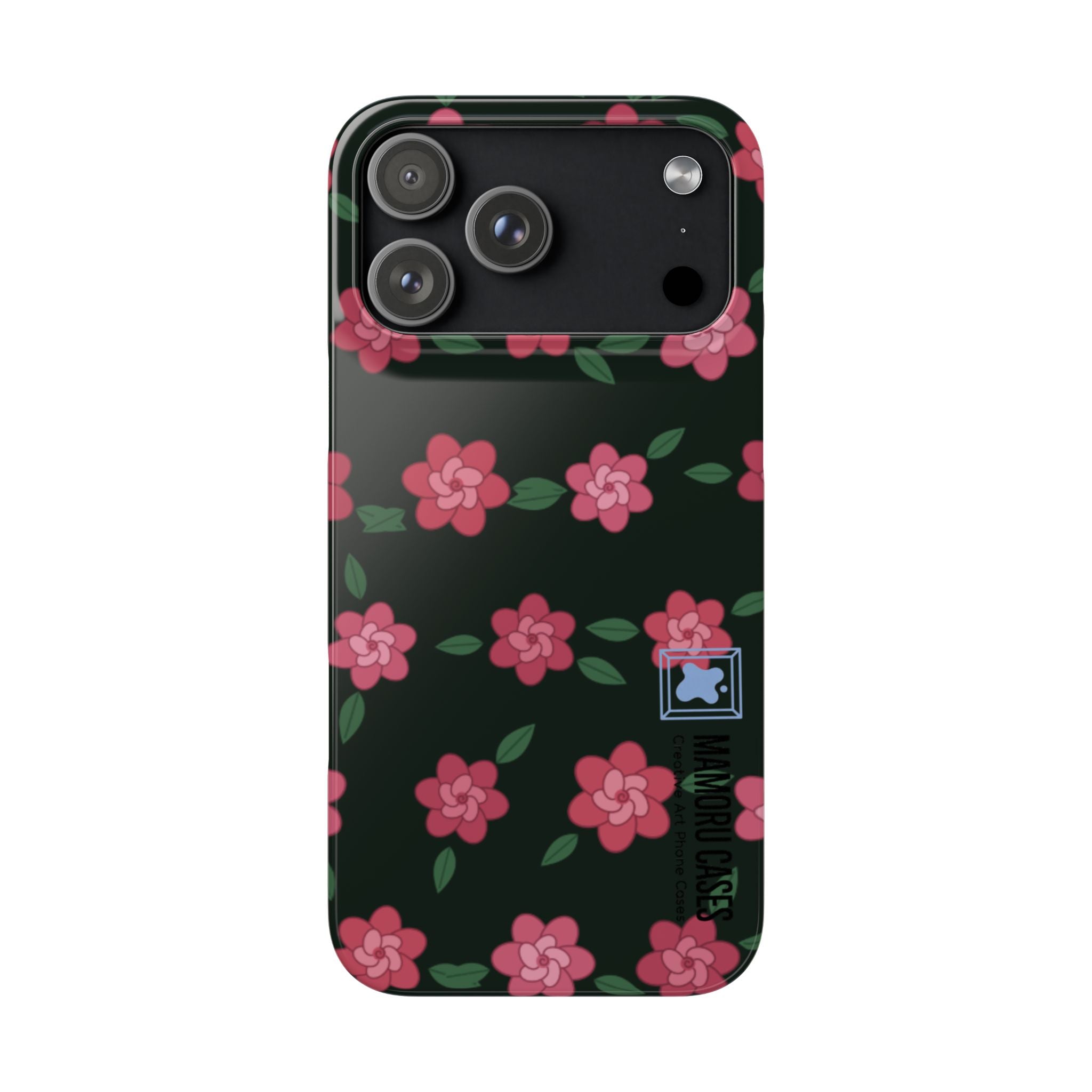Floral Snap Phone Case — Pink Camellia Pattern on Dark Background