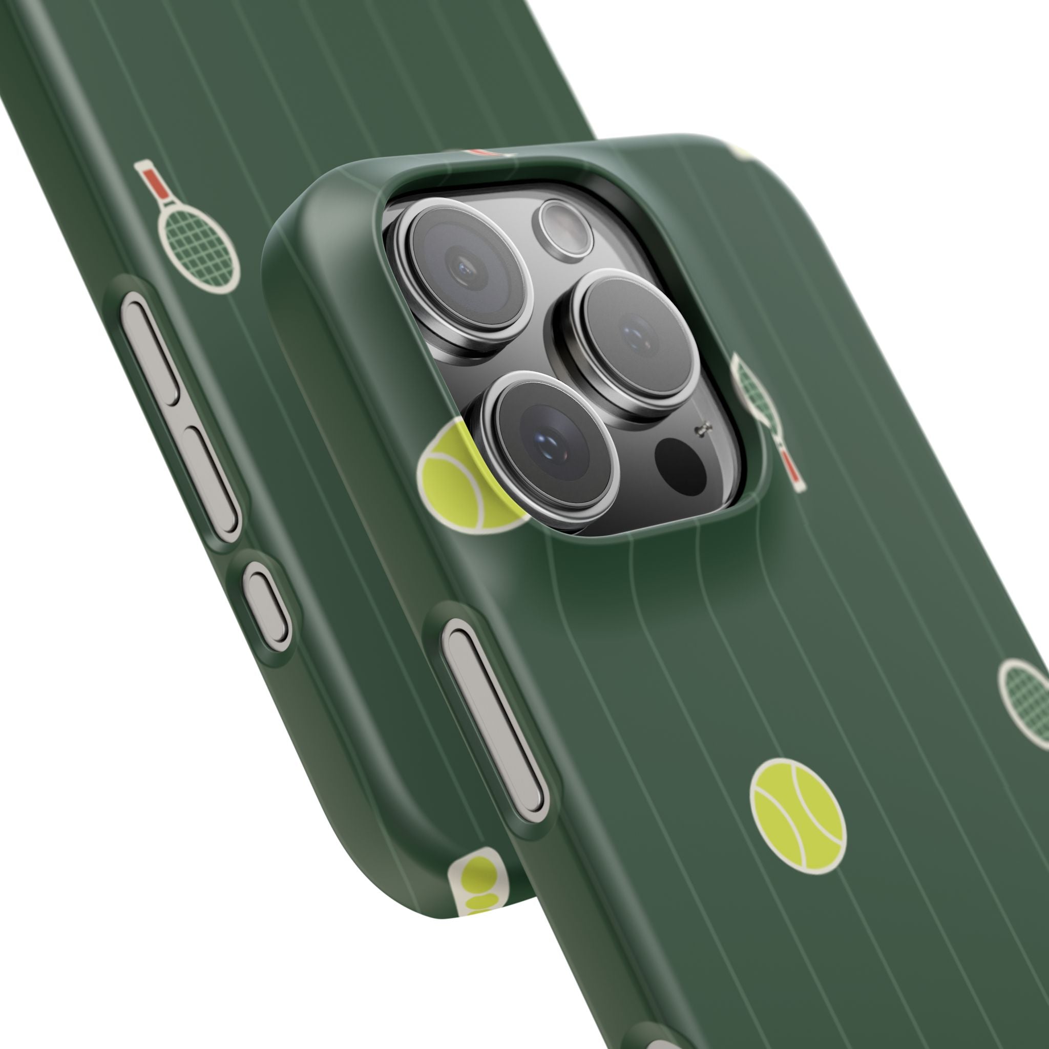 Tennis Pattern Phone Case — Green Court Design with Rackets & Balls