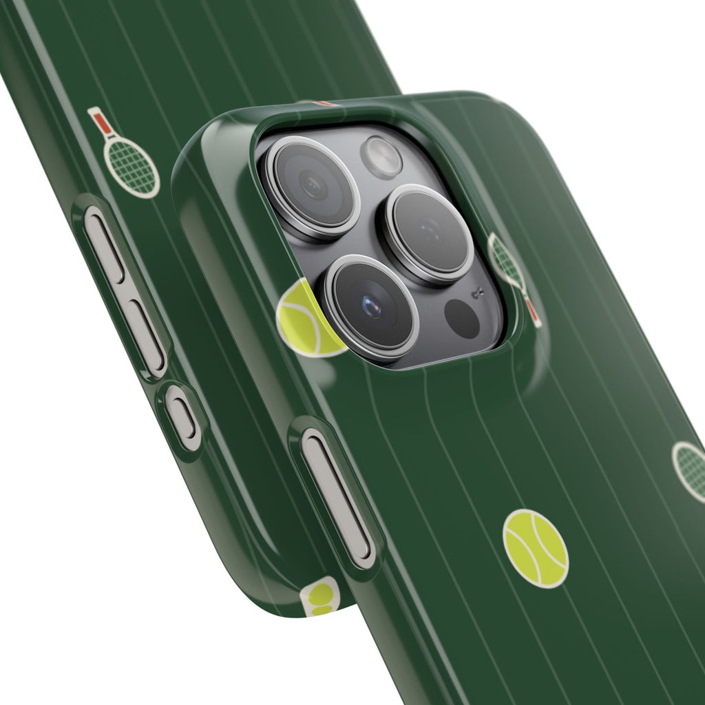Tennis Pattern Phone Case — Green Court Design with Rackets & Balls