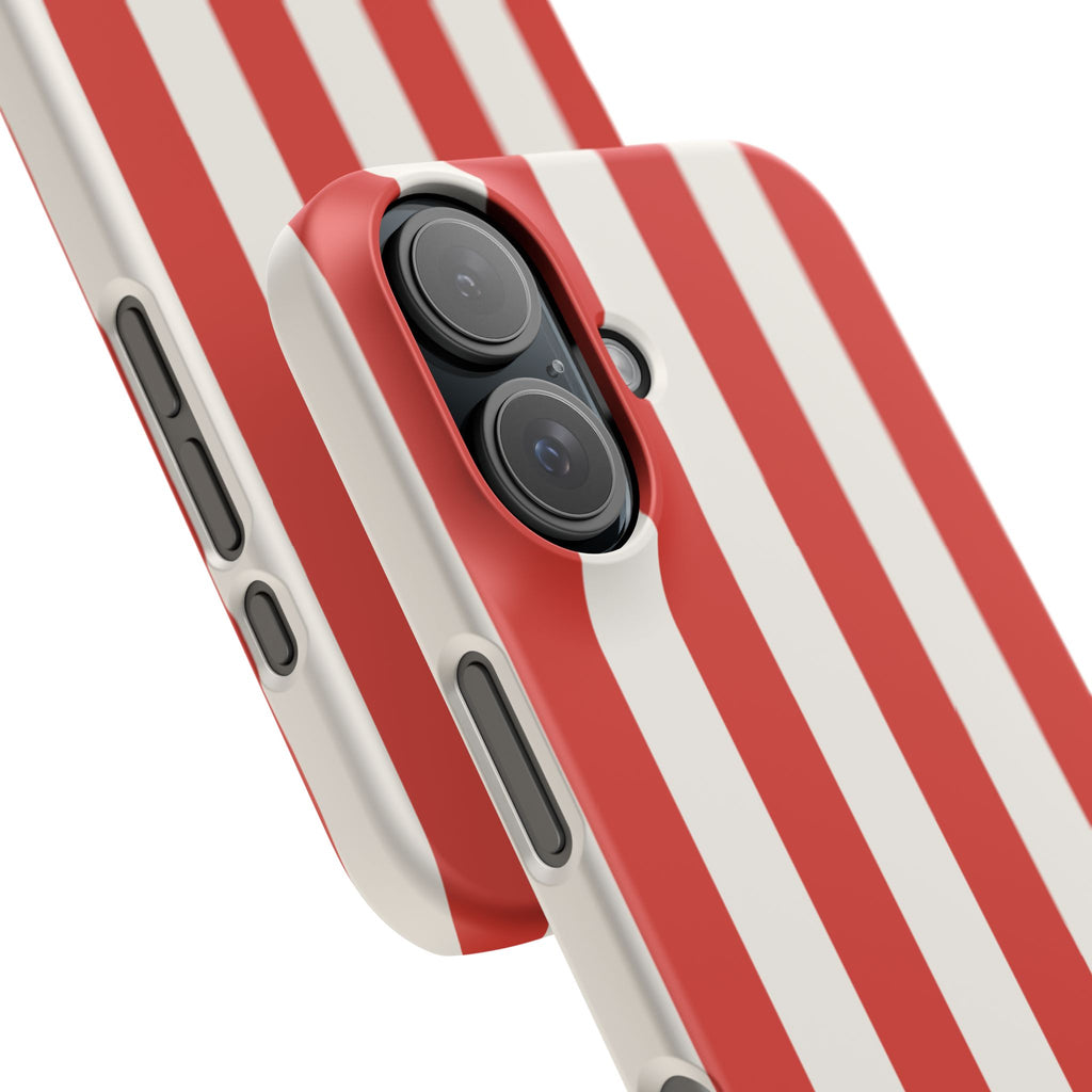 Red & White Striped Phone Case — Bold Nautical-Inspired Snap Cover