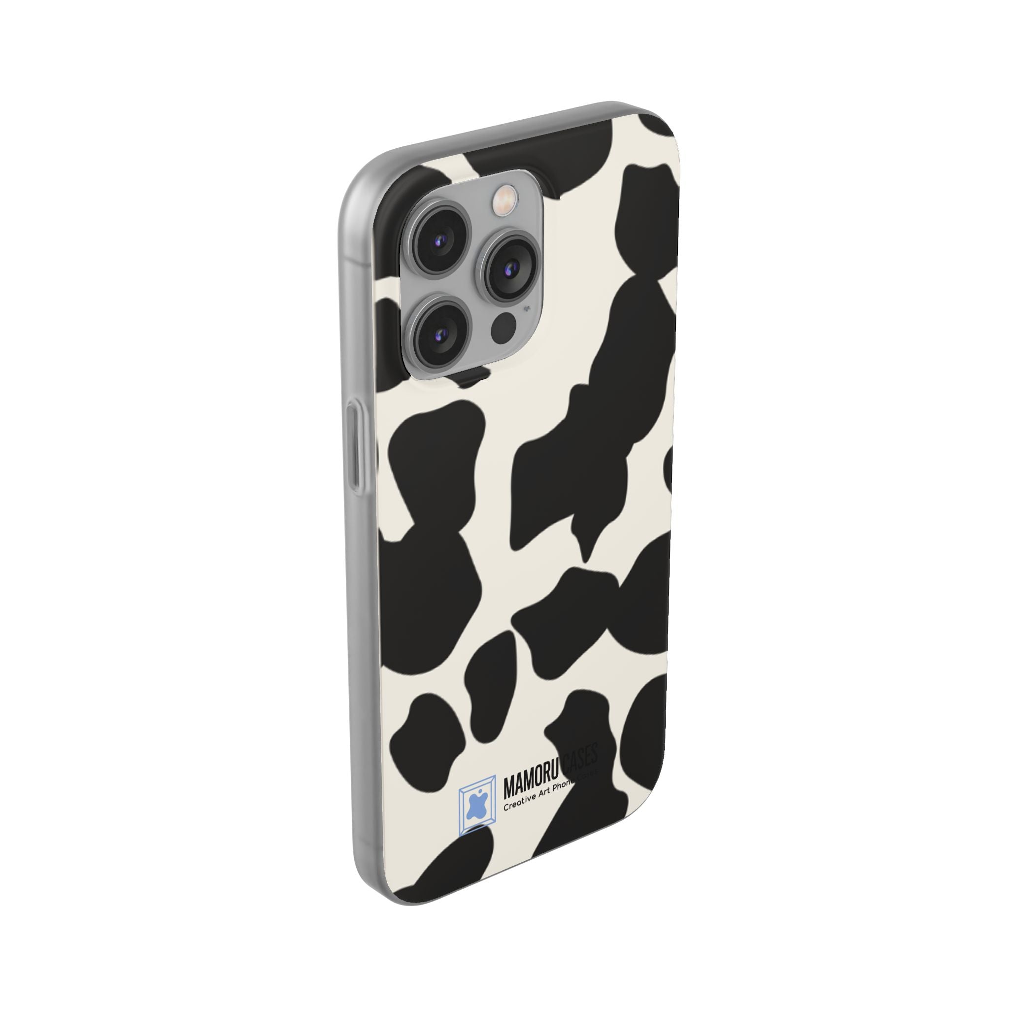 Cow Print Phone Case — Black & White Cowhide Pattern Flexible Protective Cover