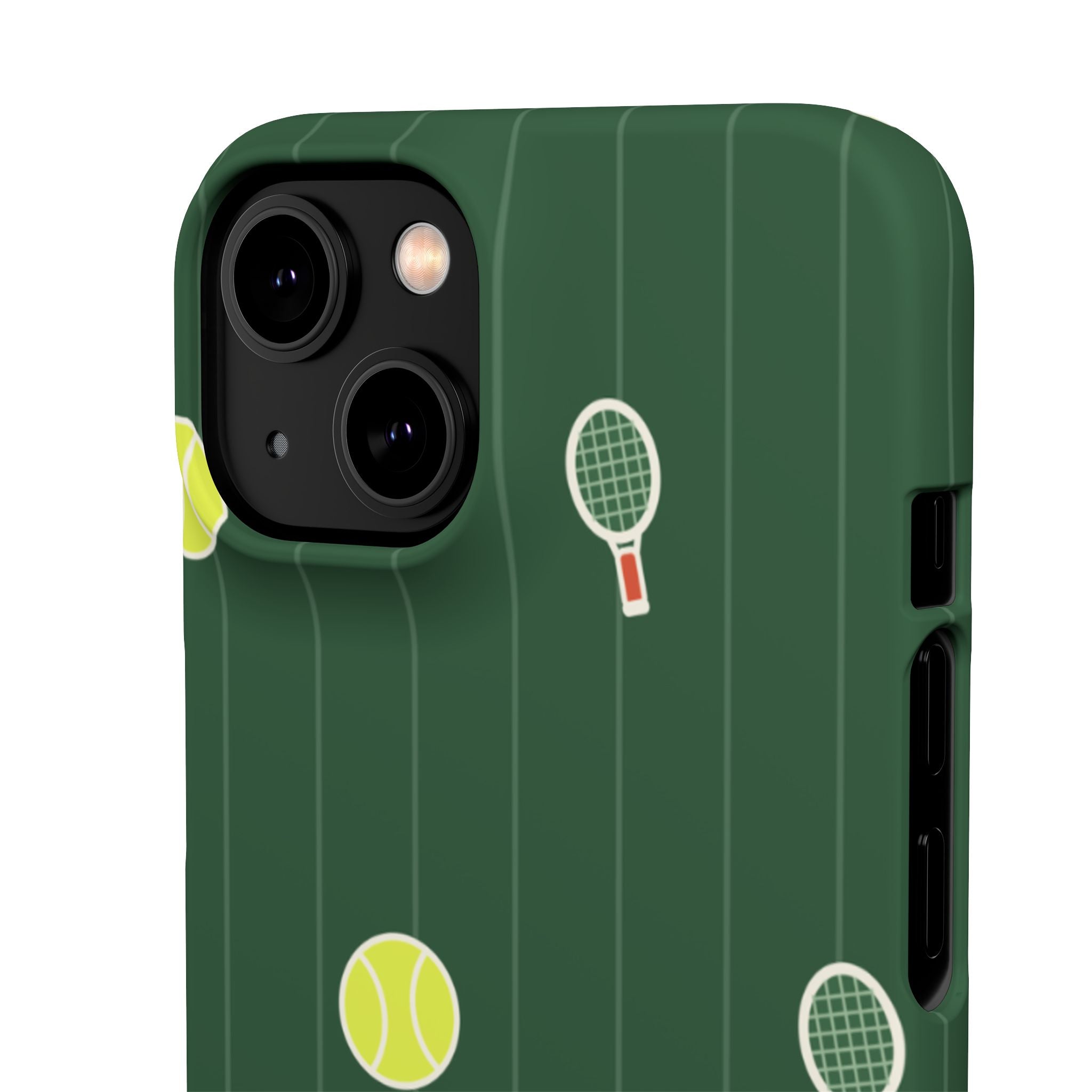 Tennis Pattern Phone Case — Green Court Design with Rackets & Balls