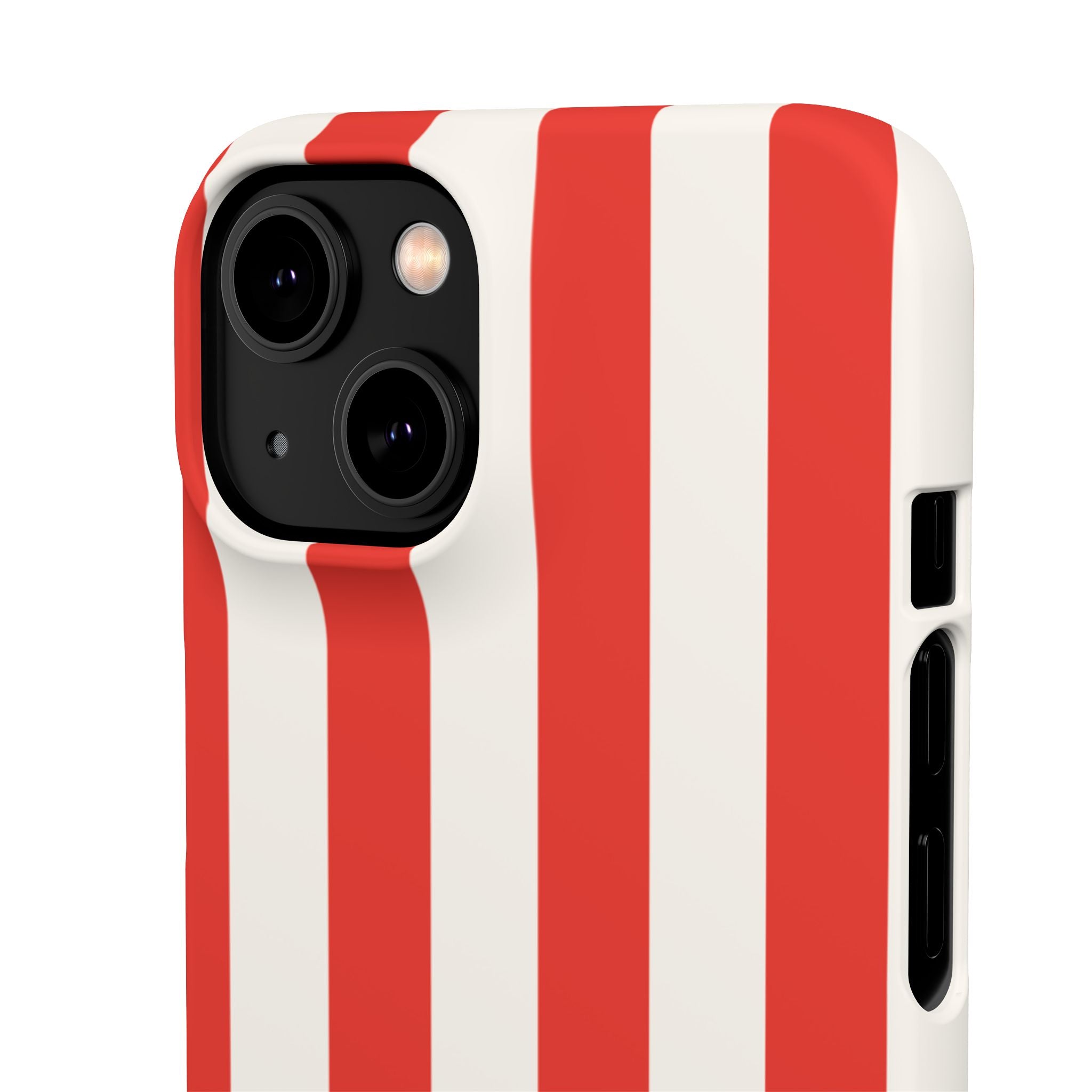 Striped Red & White Snap Phone Case – Classic Candy-Stripe Protection