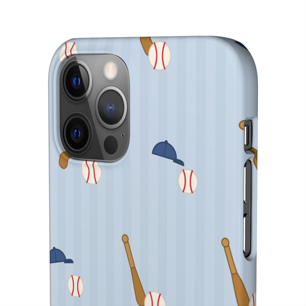 Baseball Pattern Phone Case — Blue Bat & Cap Snap Case