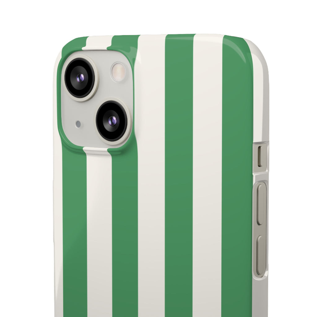 Green & White Stripe Phone Case — Snap-On Protective Cover