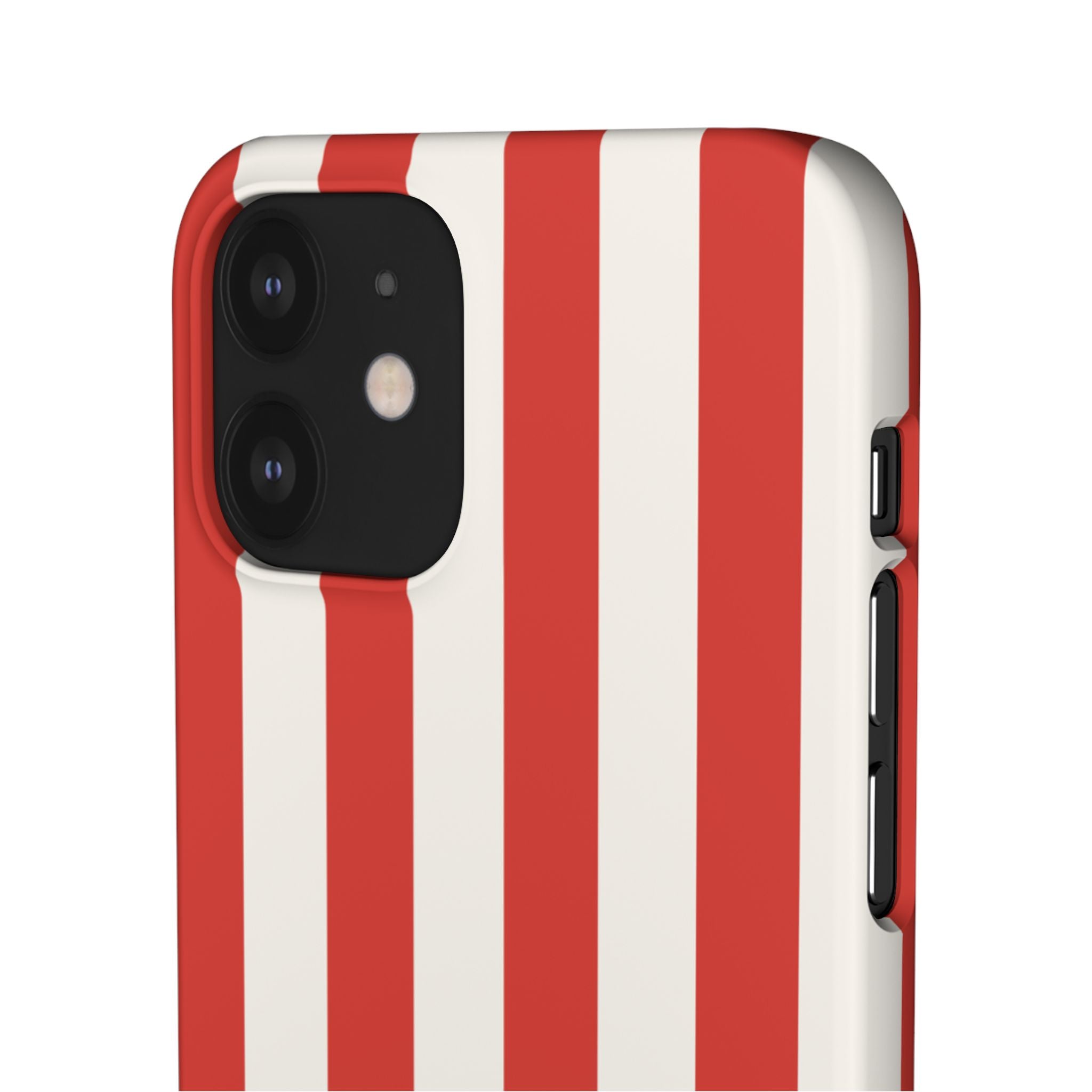 Striped Red & White Snap Phone Case – Classic Candy-Stripe Protection