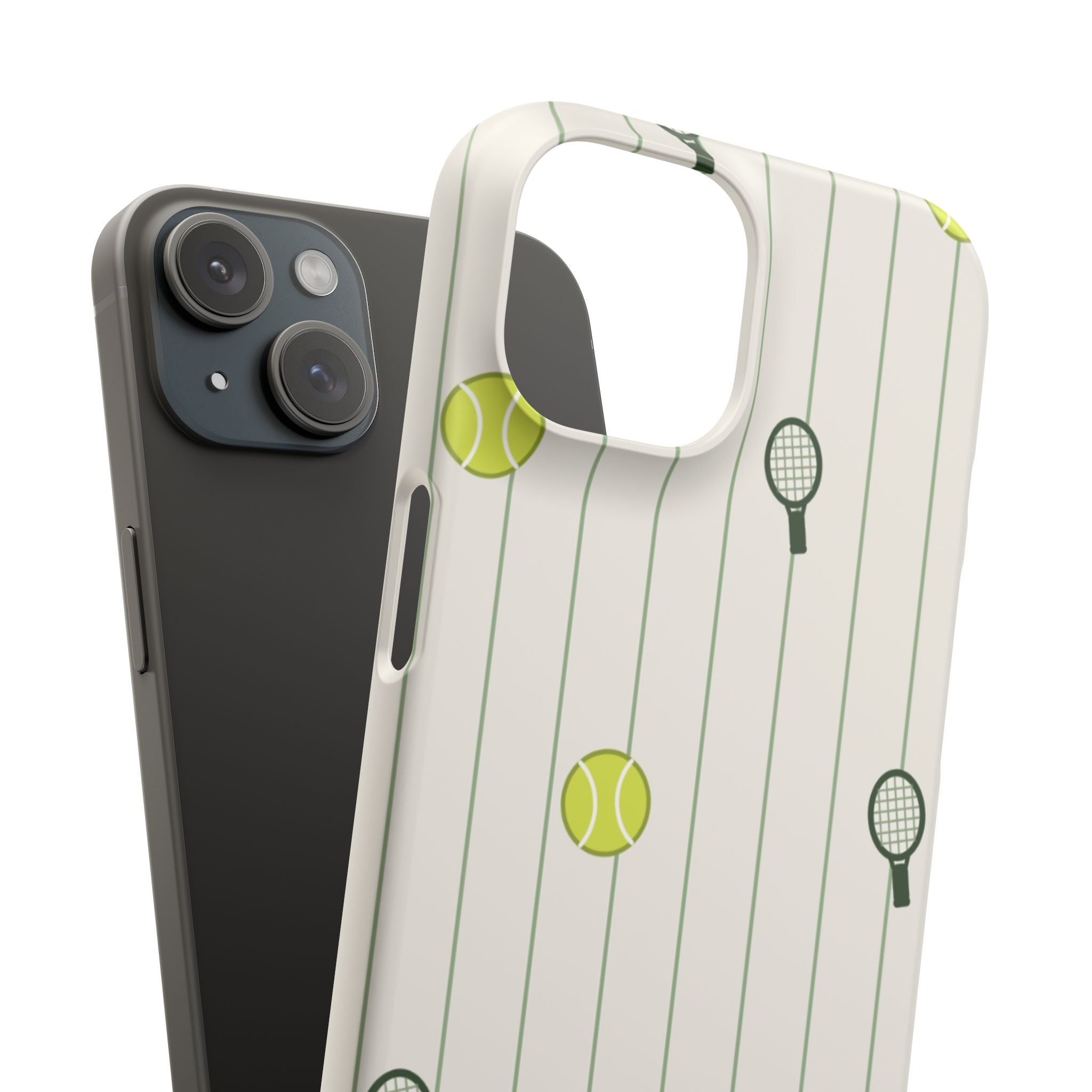 Tennis Pattern Phone Case — Rackets & Tennis Balls Protective Snap Case
